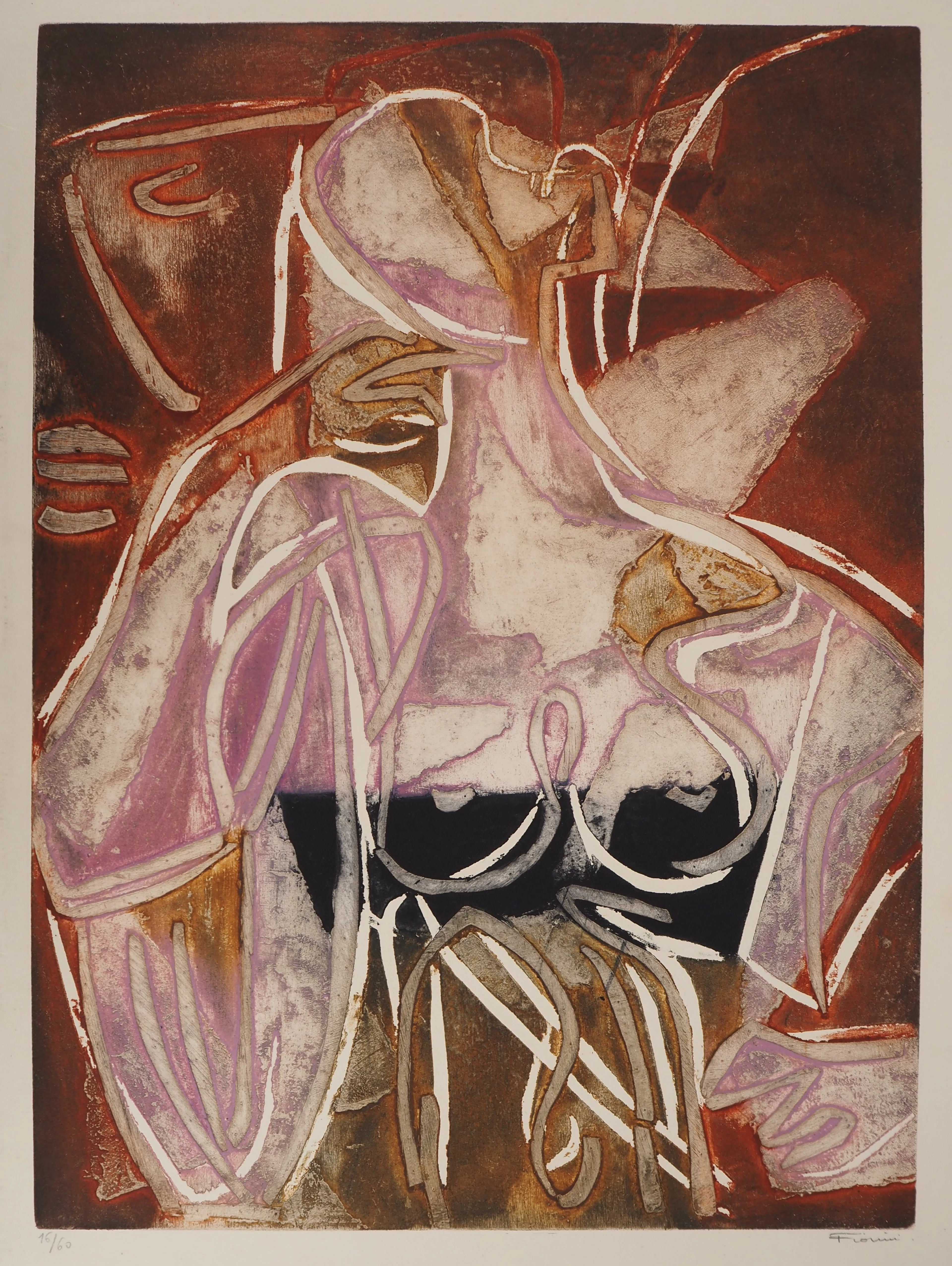 Marcel FIORINI (1922-2008), Nu féminin figuratif - Gravure originale