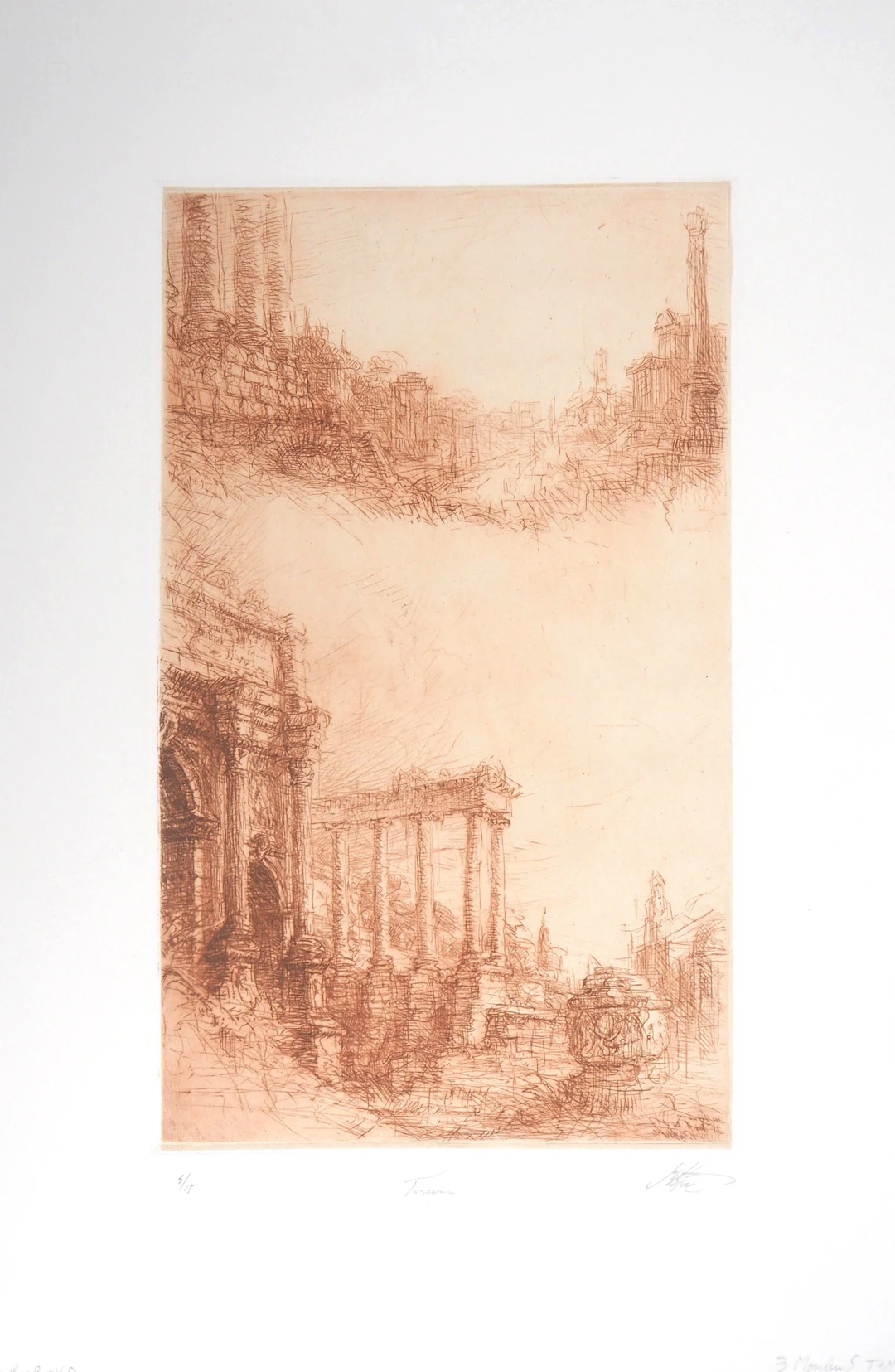 Jean Michel MATHIEUX-MARIE: Forum romain - Gravure originale signée au crayon