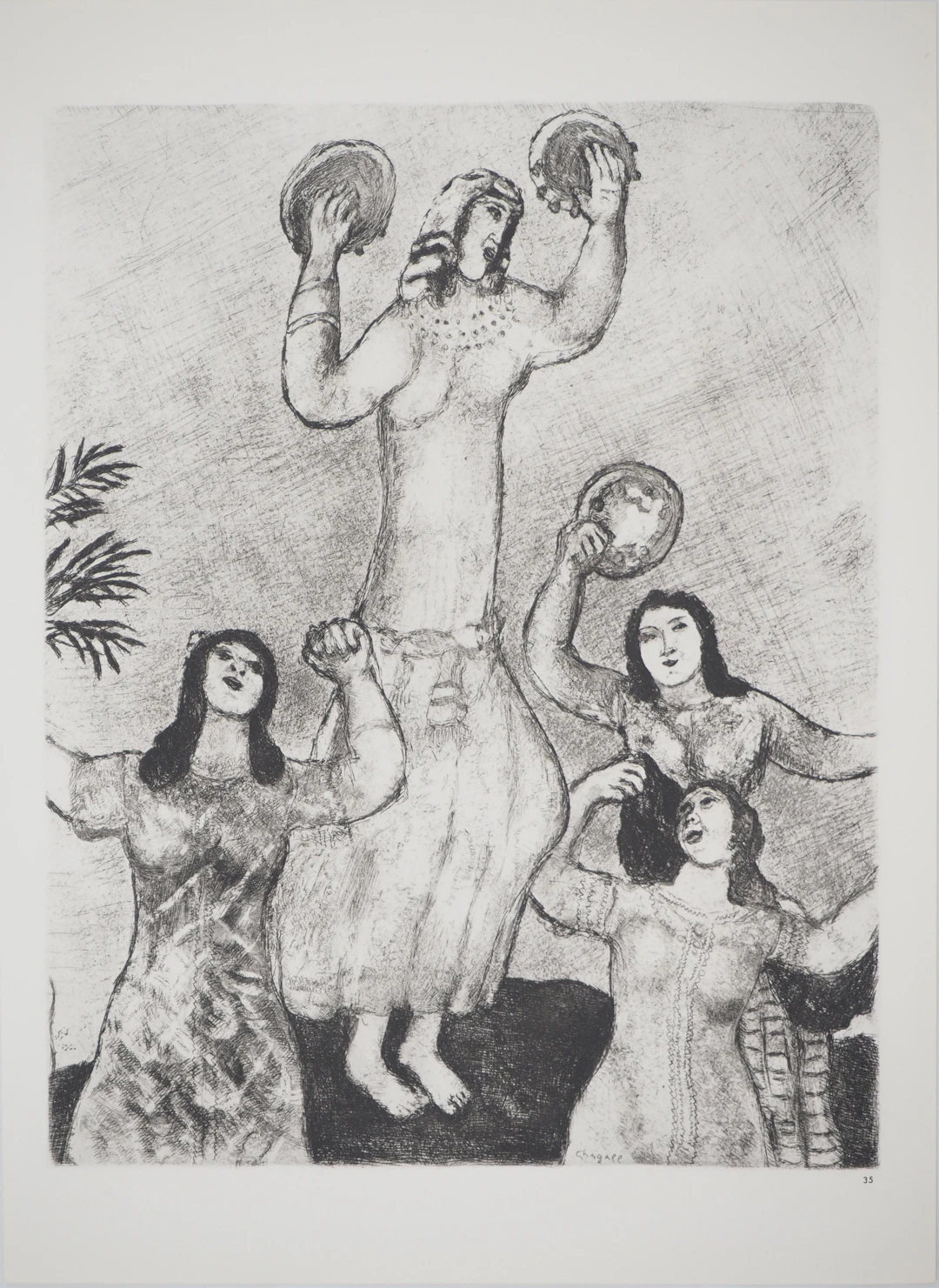 Marc CHAGALL : La sœur de Moïse célèbre la libération d'Israël, Héliogravure
