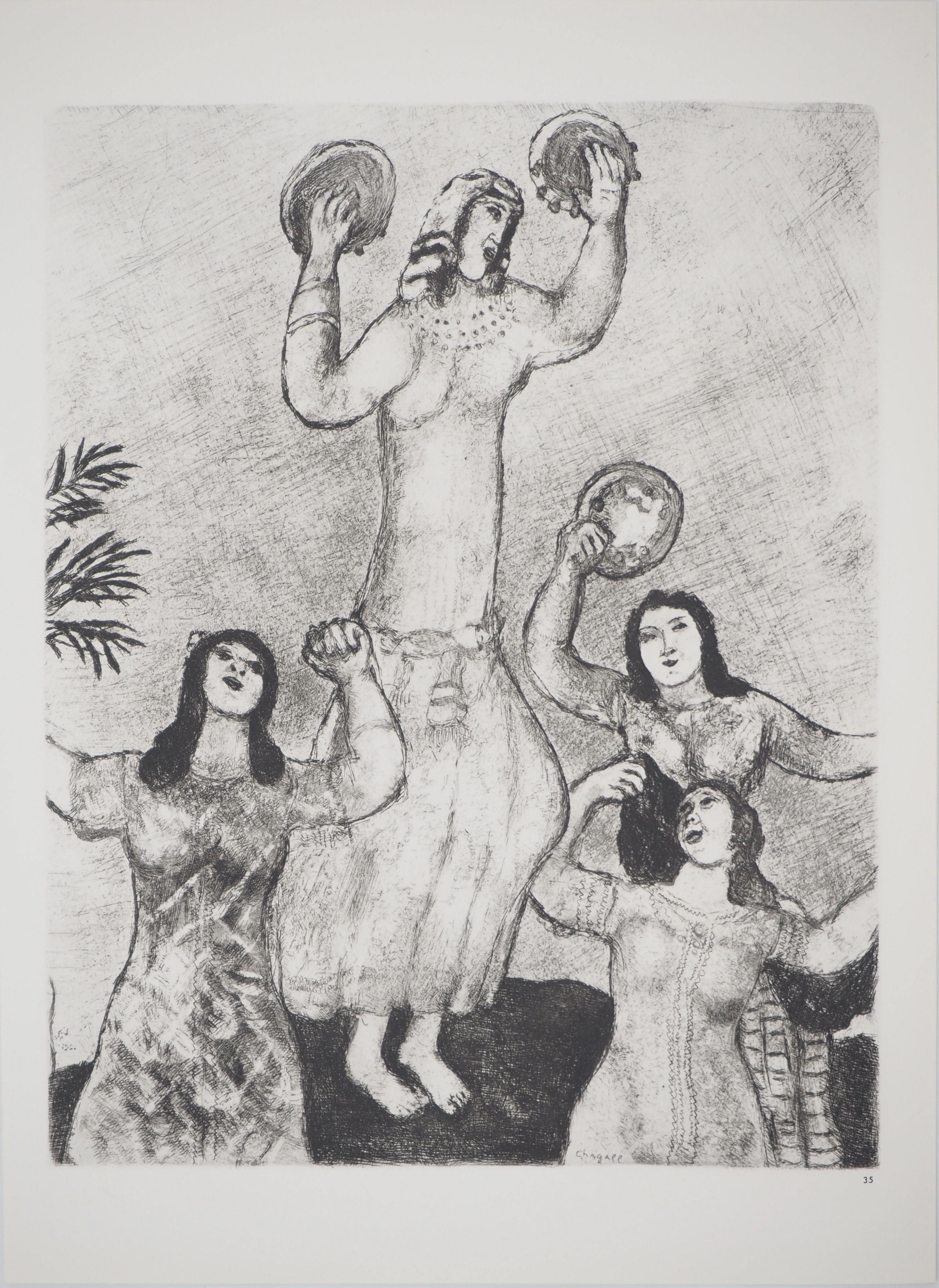 Marc CHAGALL : La sœur de Moïse célèbre la libération d'Israël, Héliogravure