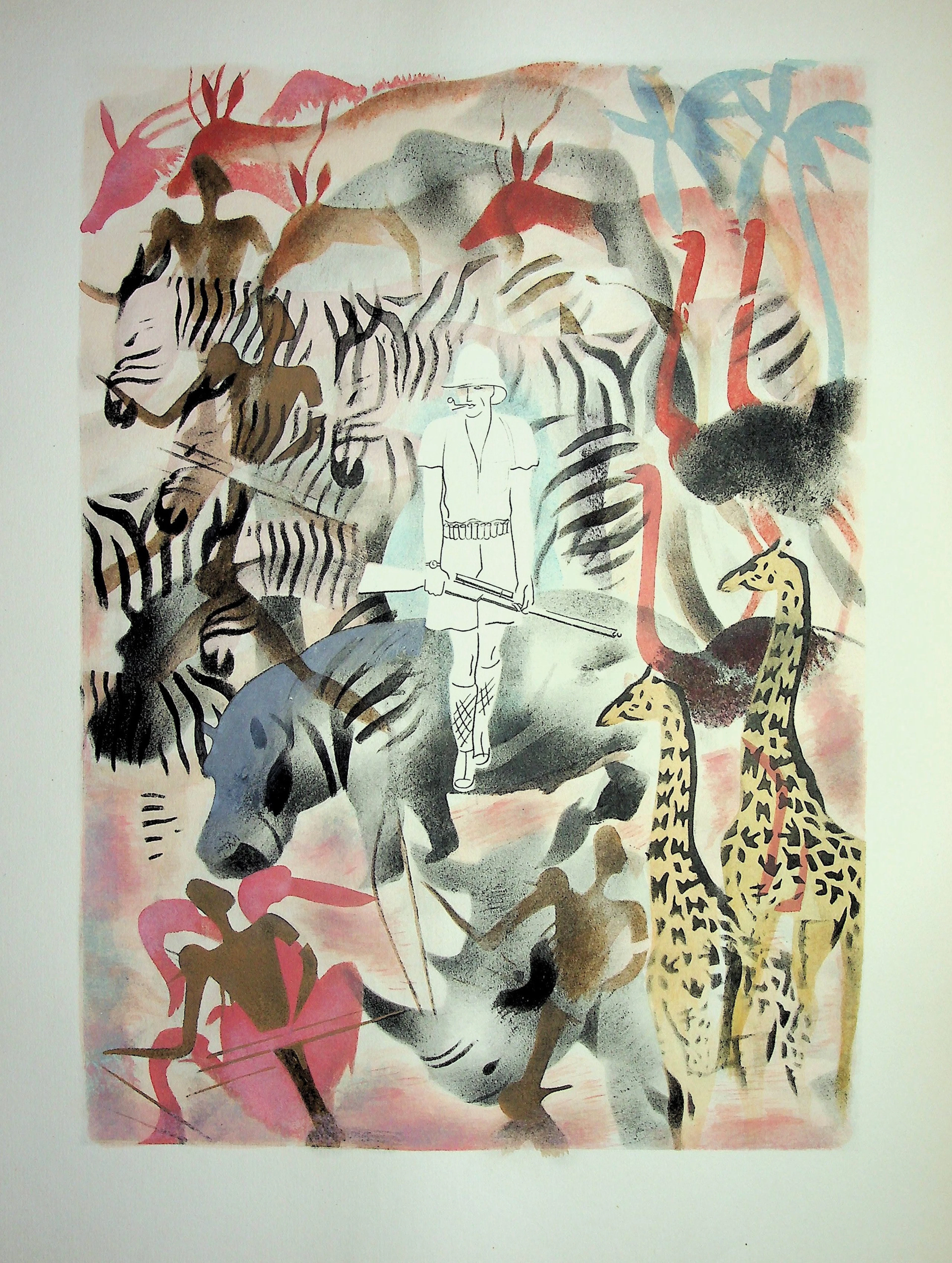 Milivoj UZELAC : Safari en Afrique, Lithographie originale