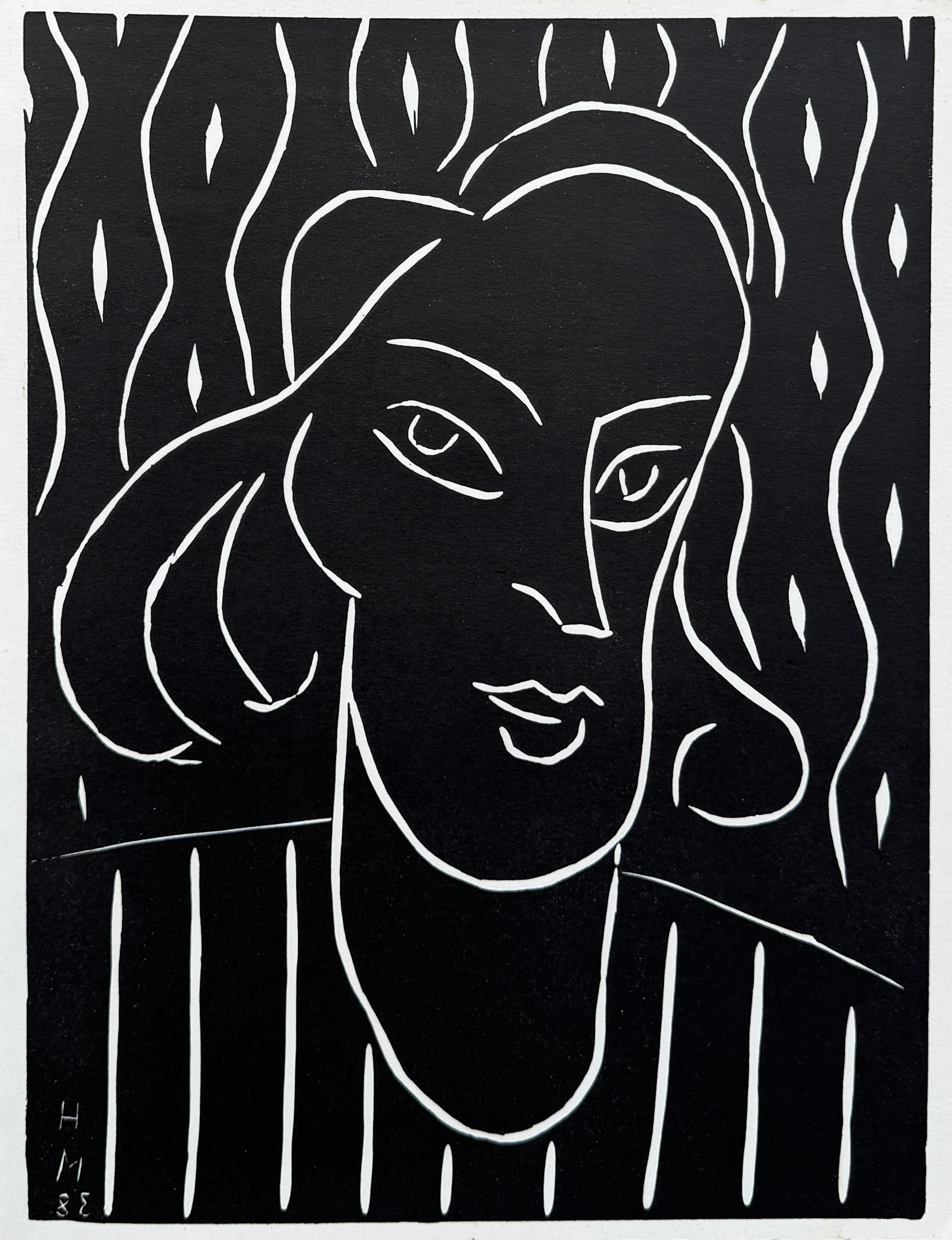 Henri MATISSE - Teeny, portrait de jeune fille - Linogravure signée