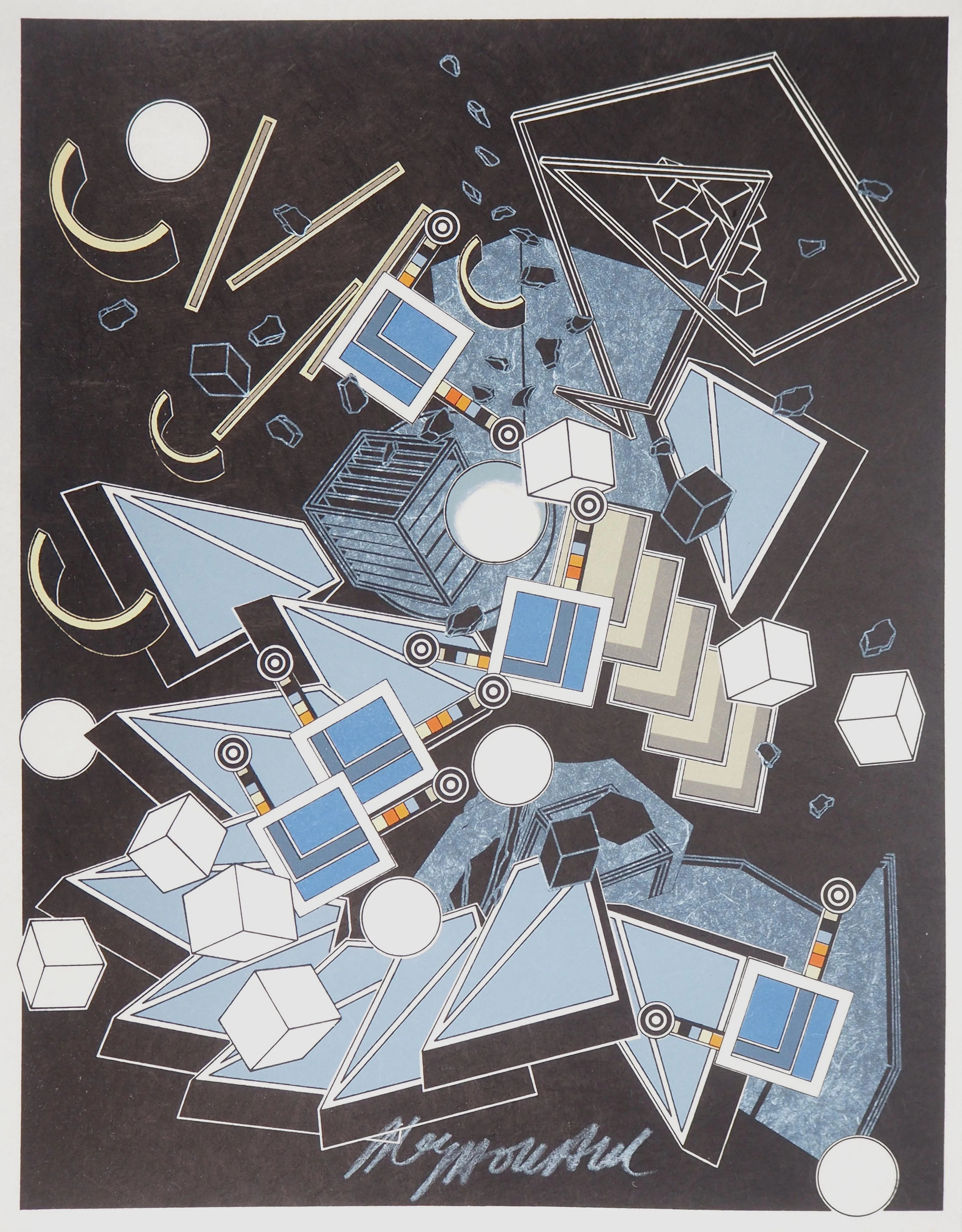 Alain LE YAOUANC : Eclatement surréaliste - Lithographie originale signée