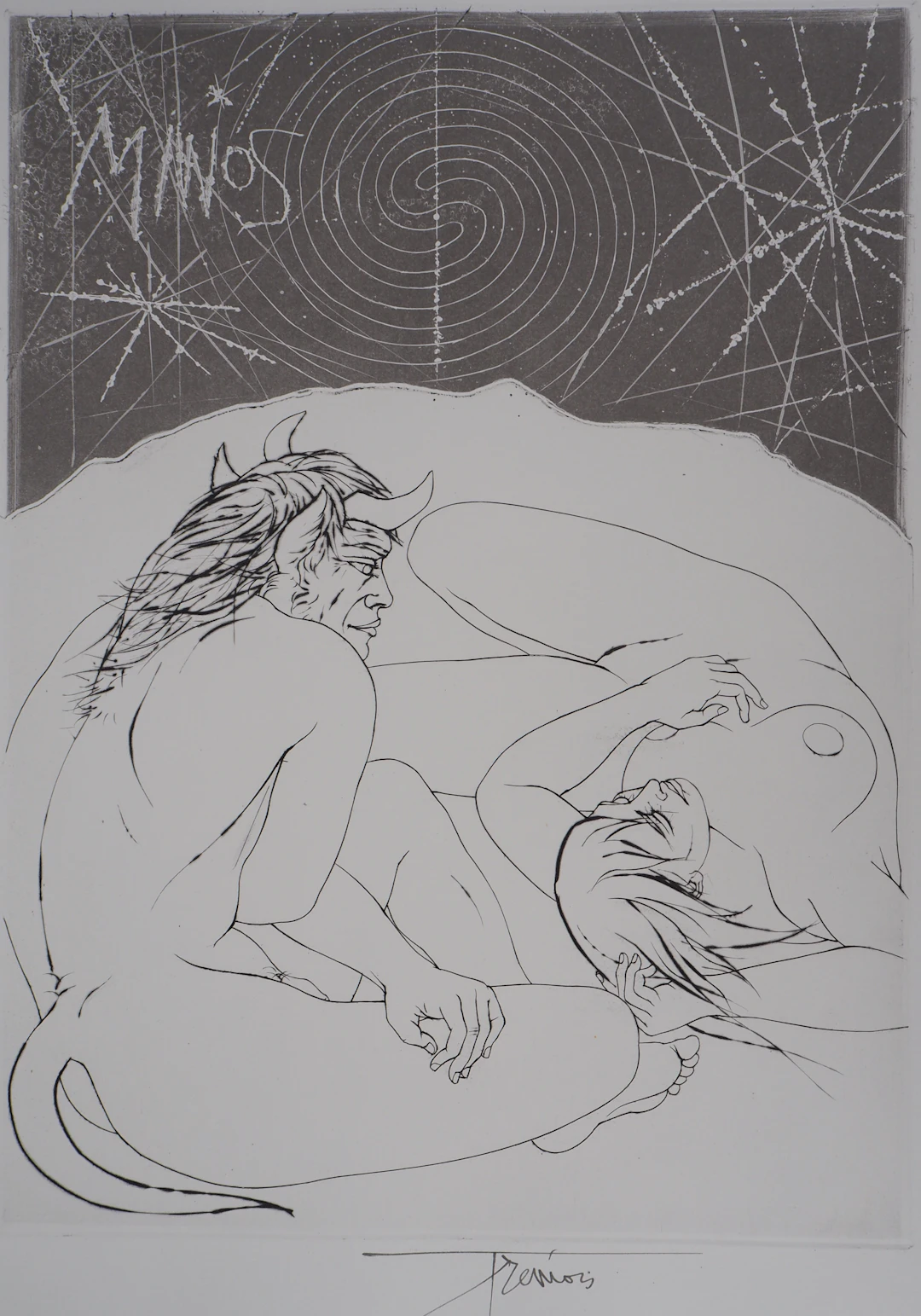 Pierre-Yves TRÉMOIS : Minos - Gravure Originale Signée