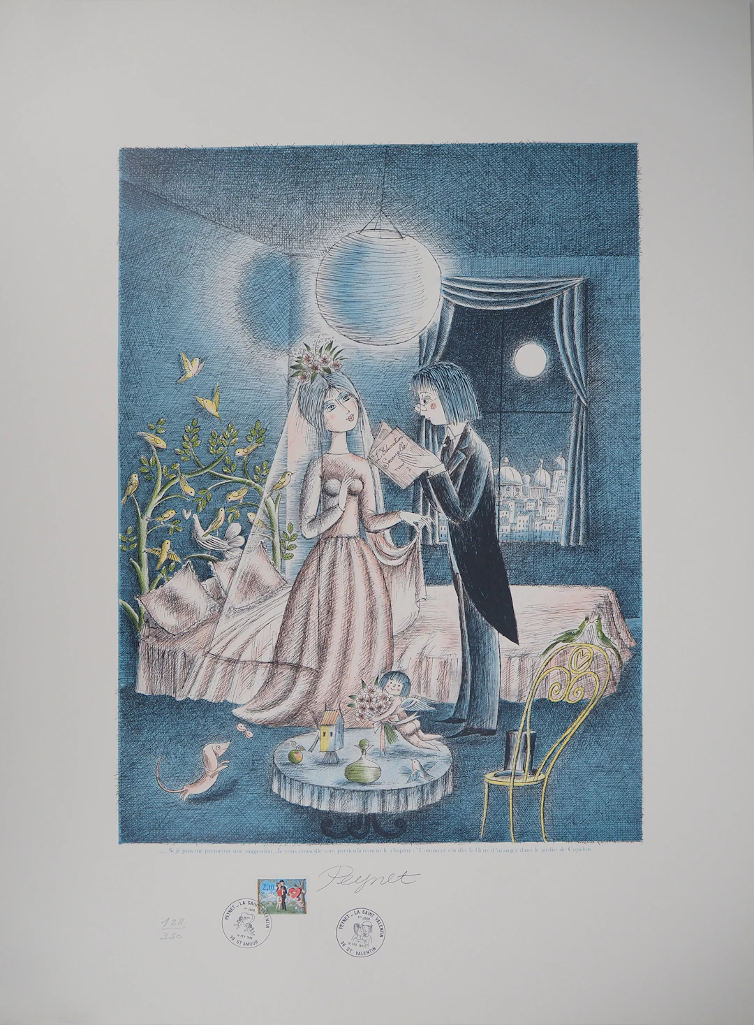 Raymond Peynet - Les amoureux : le jardin de Cupidon - Lithographie