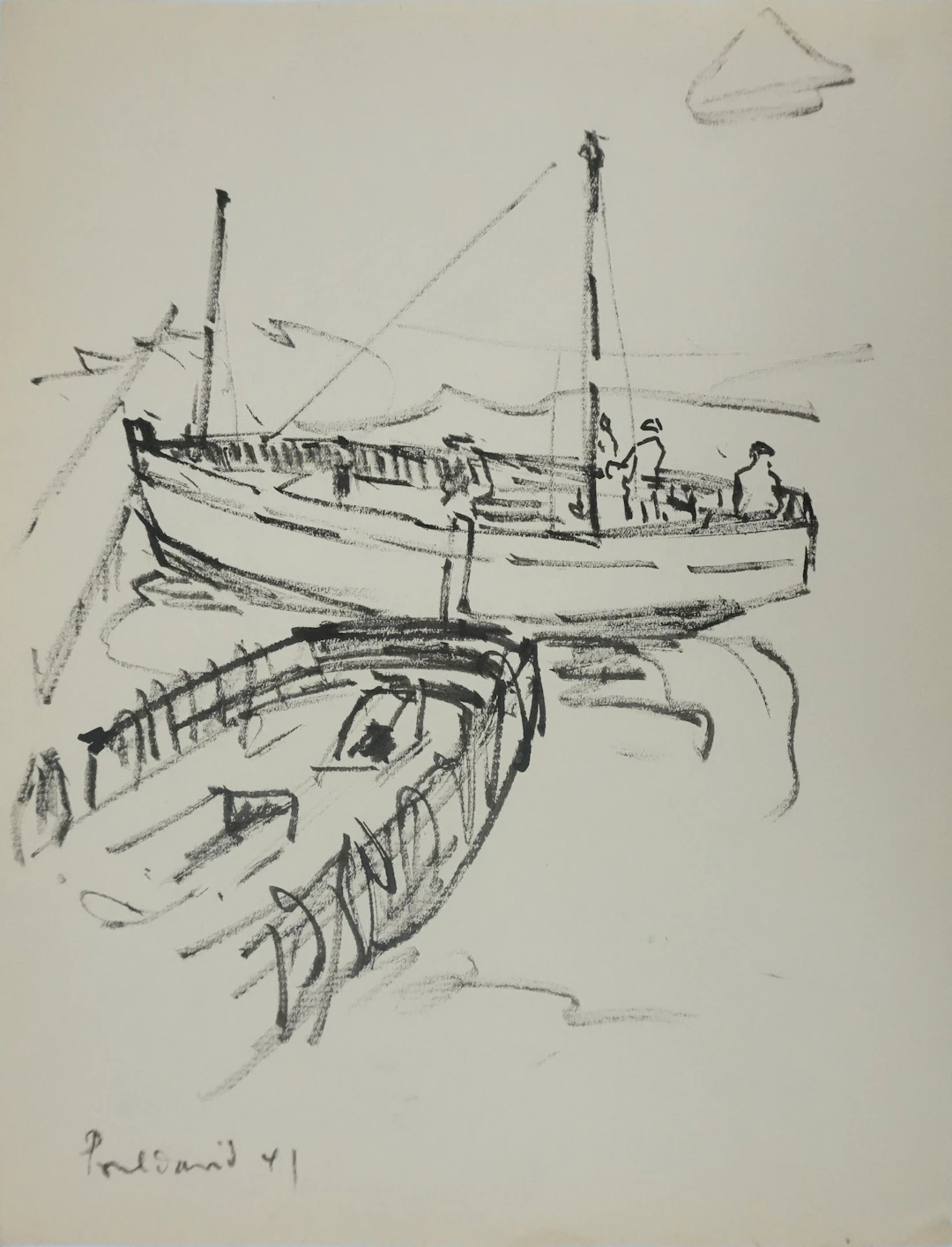 Claude BILS : Homme à la canne, Dessin original