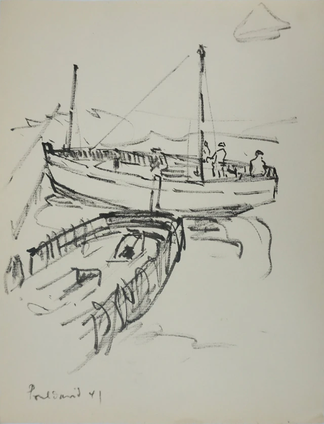 Claude BILS : Homme à la canne, Dessin original