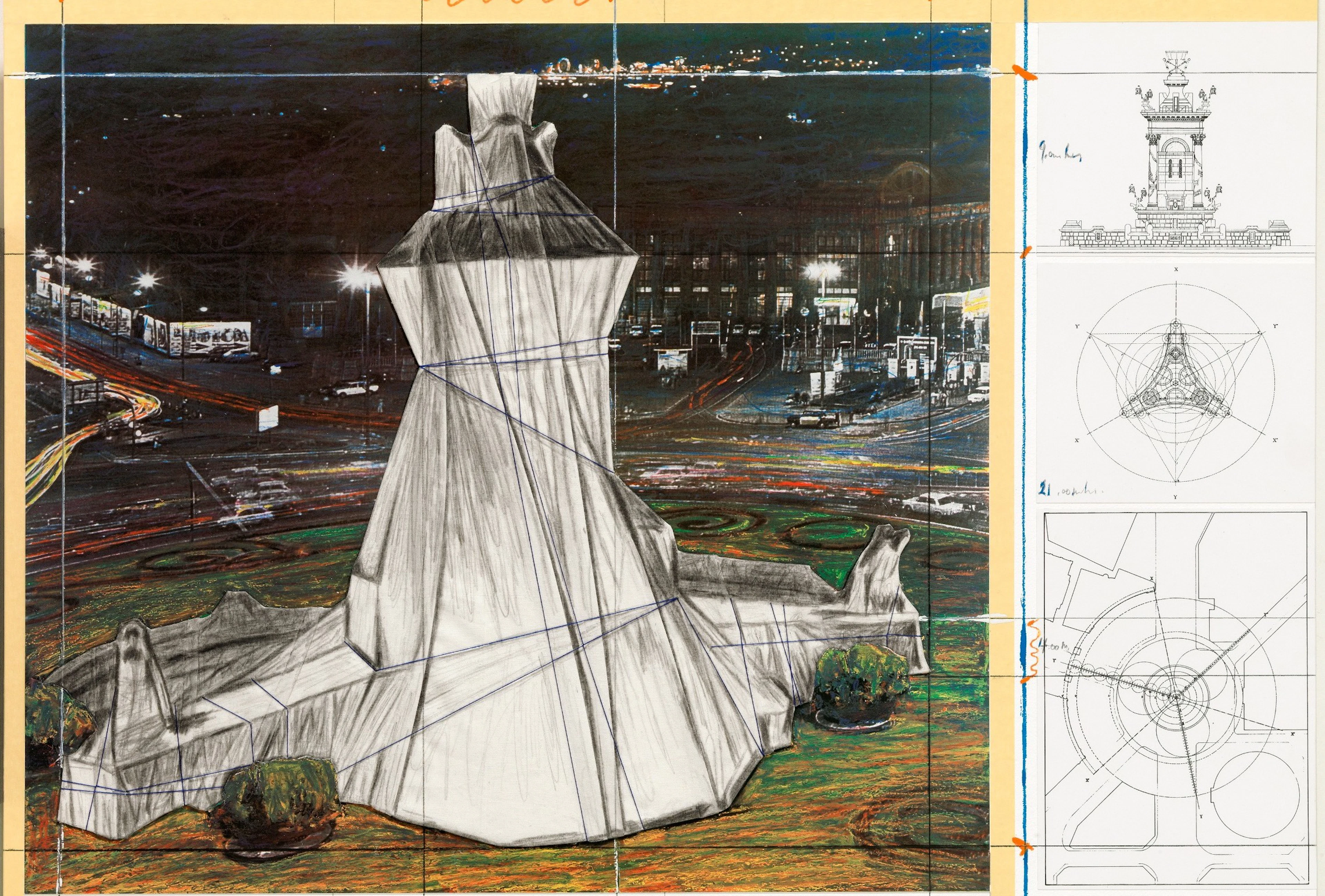 Christo & Jeanne-Claude - Wrapped Fountain, 2009 - Lithographie signée
