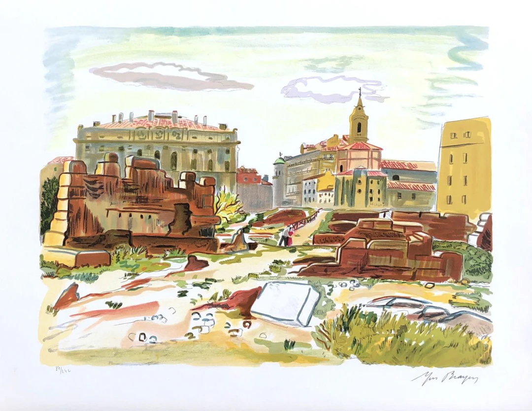 Yves BRAYER : Les fouilles de Massalia - Lithographie originale signée