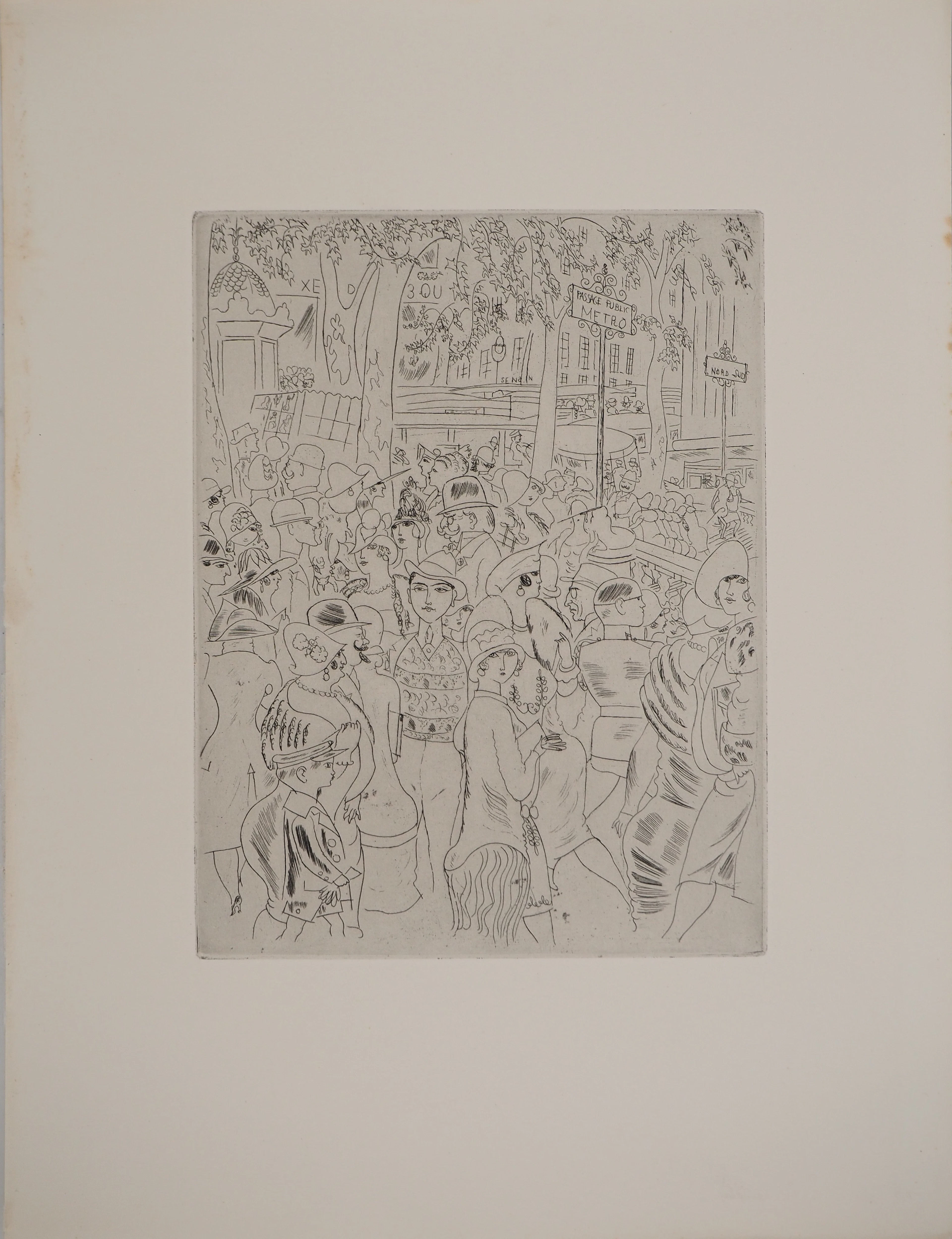 Chas LABORDE : Boulevard des Capucines, Gravure originale