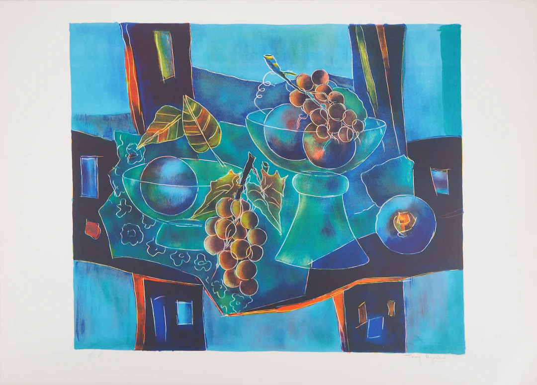 Tony AGOSTINI - Nature morte aux fruits - Lithographie originale signée