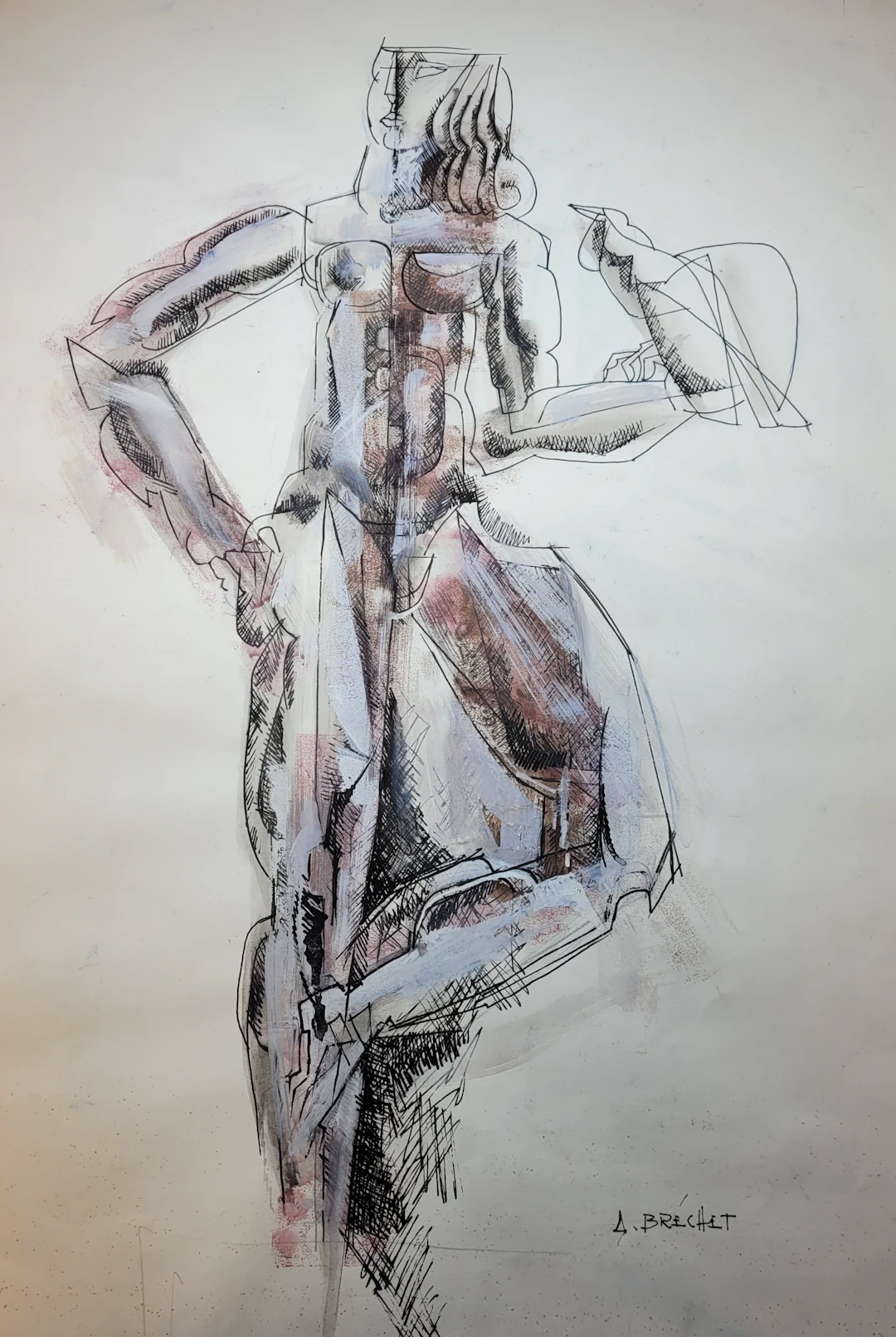 André BRECHET - La Fée Arie, 1989 - Aquarelle