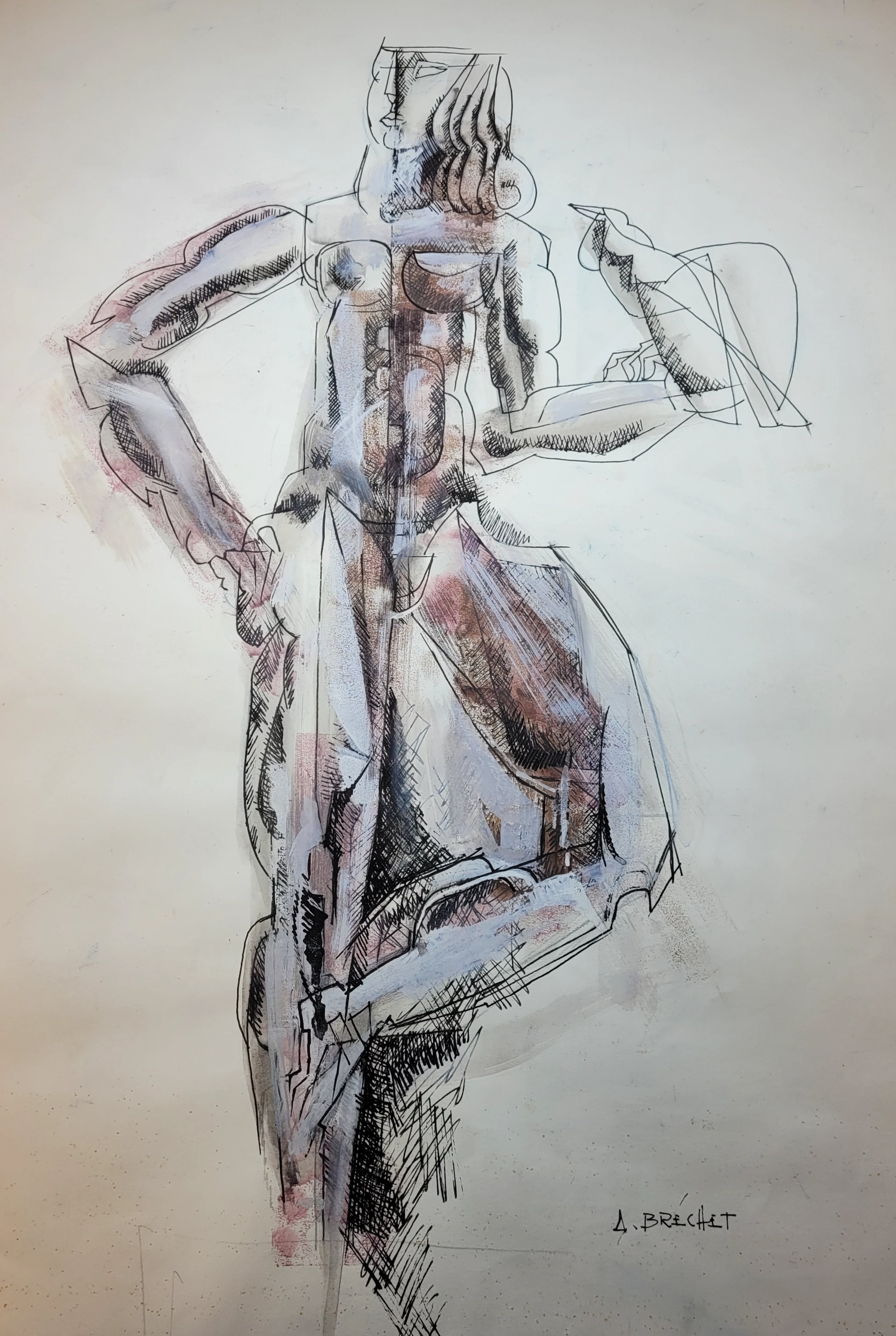 André BRECHET - La Fée Arie, 1989 - Aquarelle