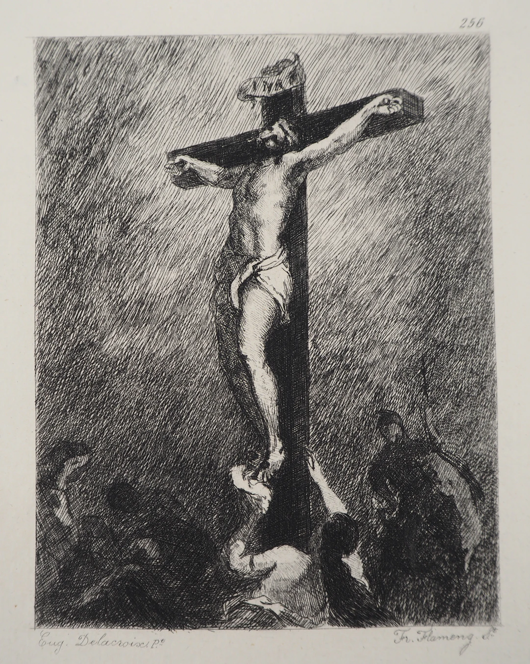 Eugène DELACROIX (D’après) : Christ sur la croix, Signée #Durand Ruel - 1873