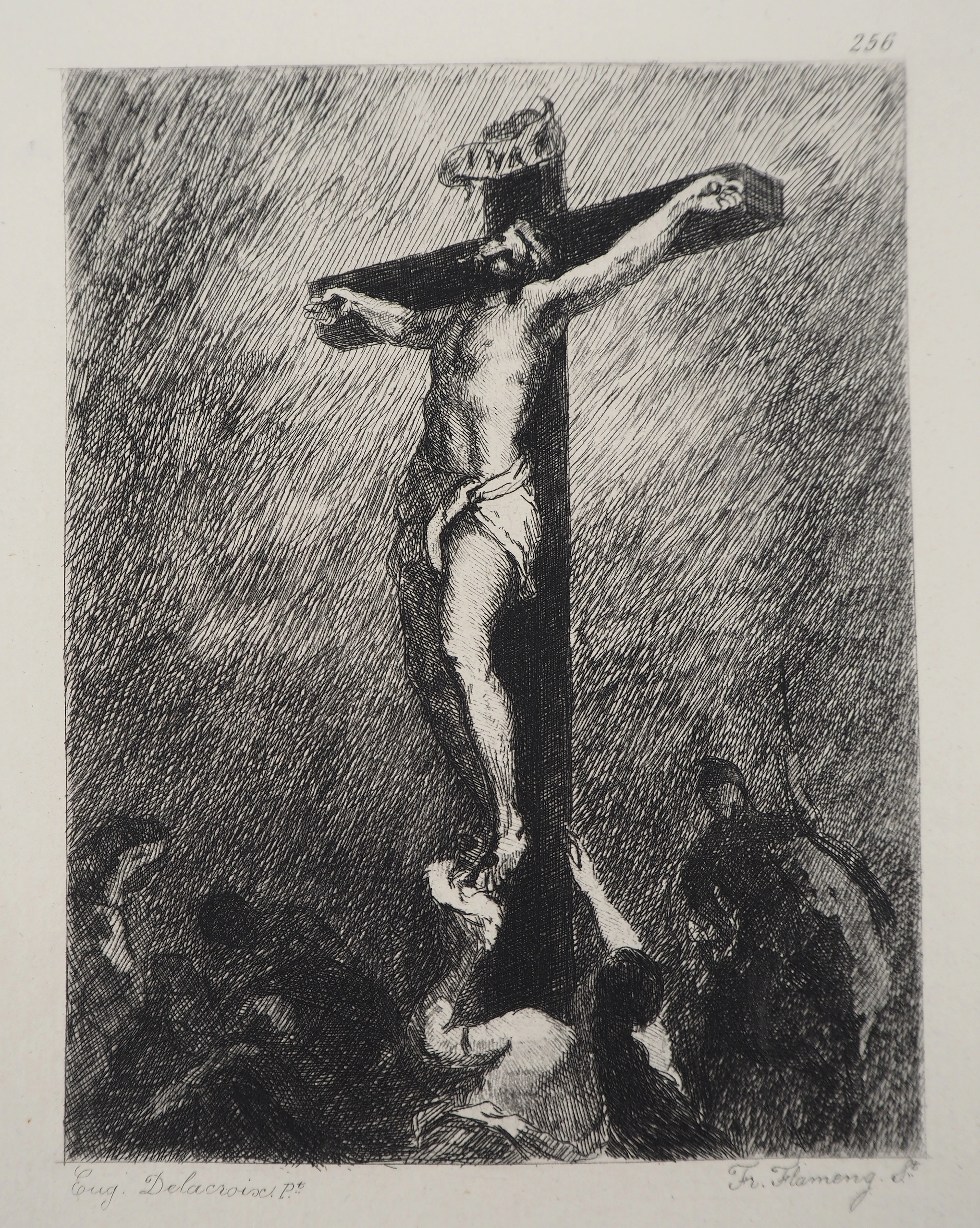 Eugène DELACROIX (D’après) : Christ sur la croix, Signée #Durand Ruel - 1873