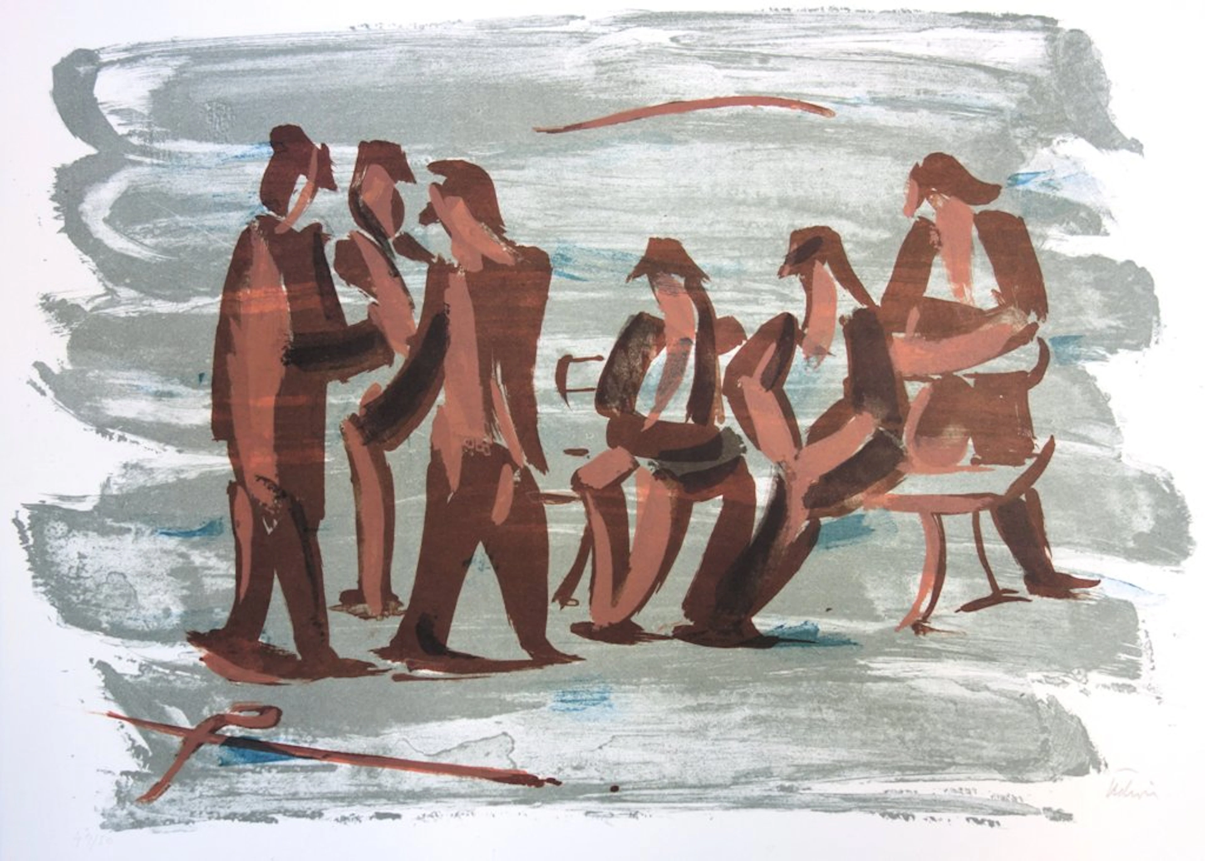 Jean HELION : Conversation animée - Lithographie originale Signée