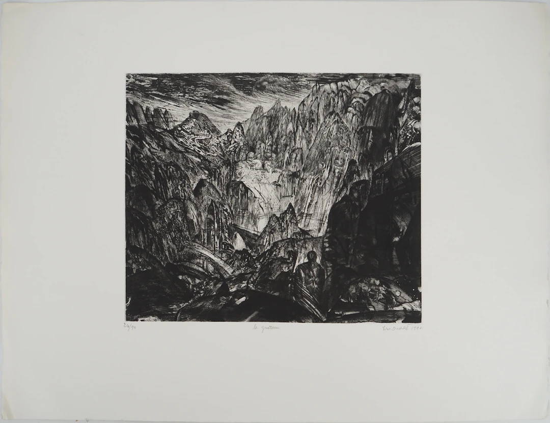 Yves DOARÉ, Le guetteur, 1992 Gravure sur cuivre originale Signée