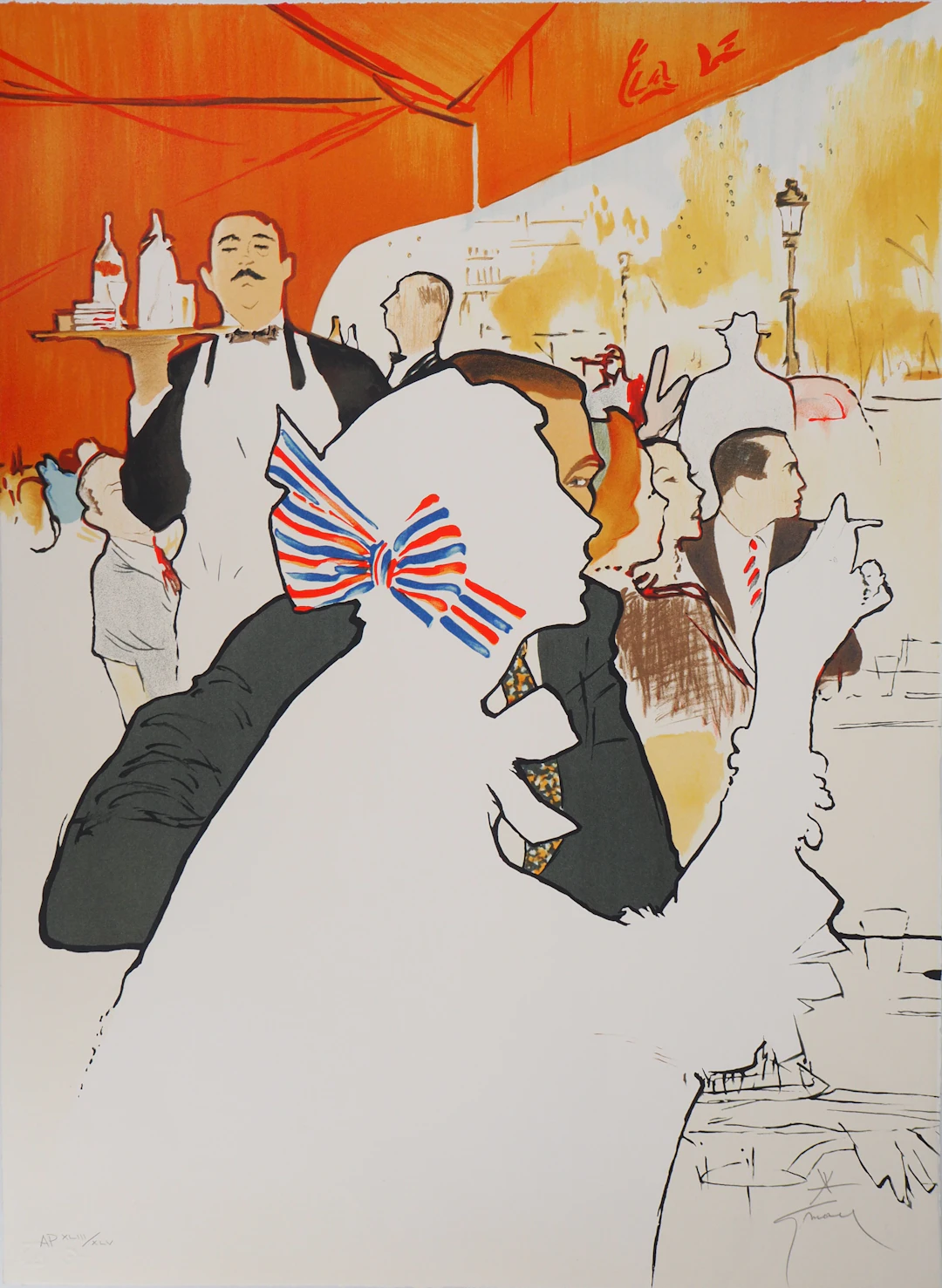 René GRUAU : En terrasse - Lithographie signée au crayon