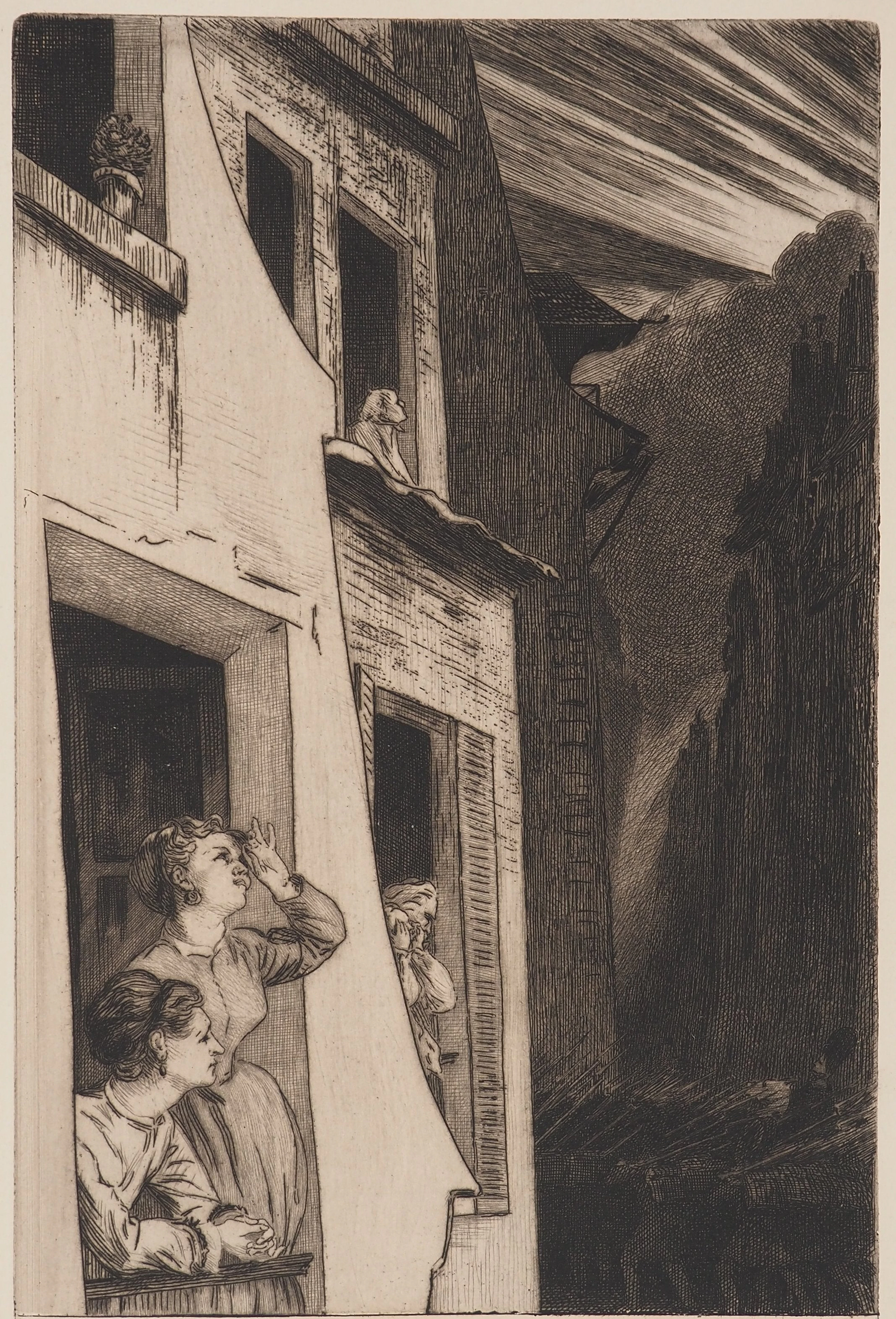 Félix BRAQUEMOND : L’éclipse, Gravure originale