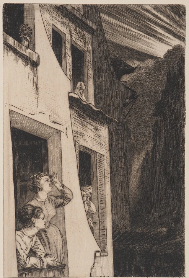 Félix BRAQUEMOND : L’éclipse, Gravure originale