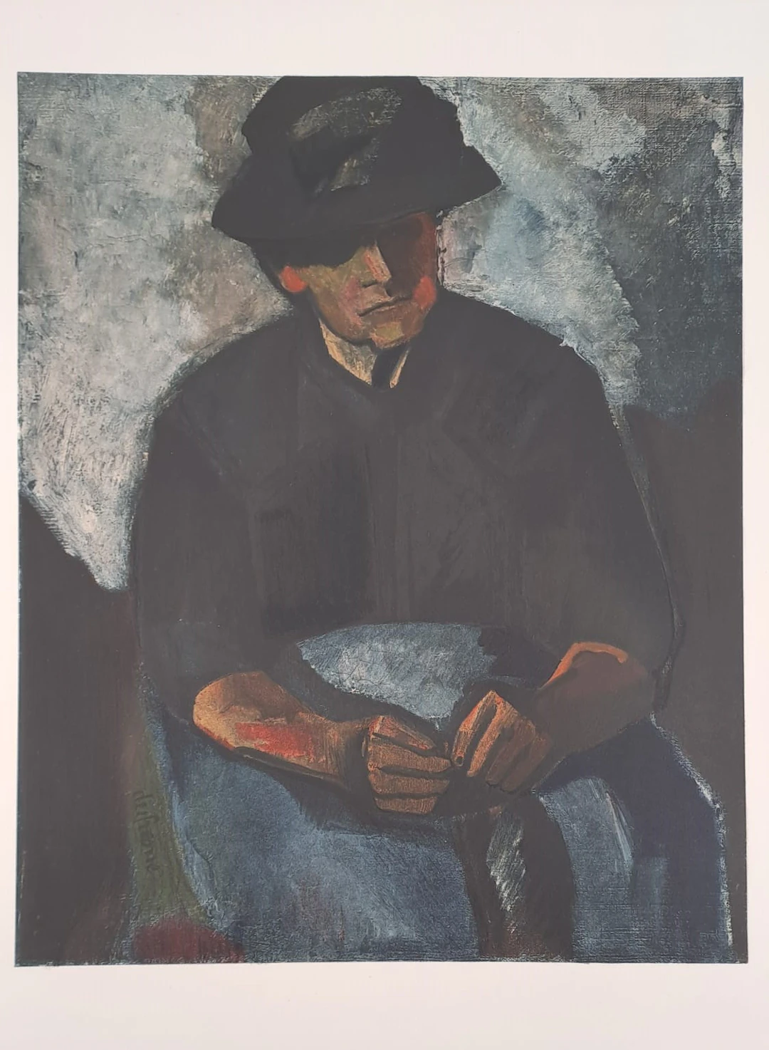 Charles Dufresne (d’après) : La vieille femme au tablier - Lithographie