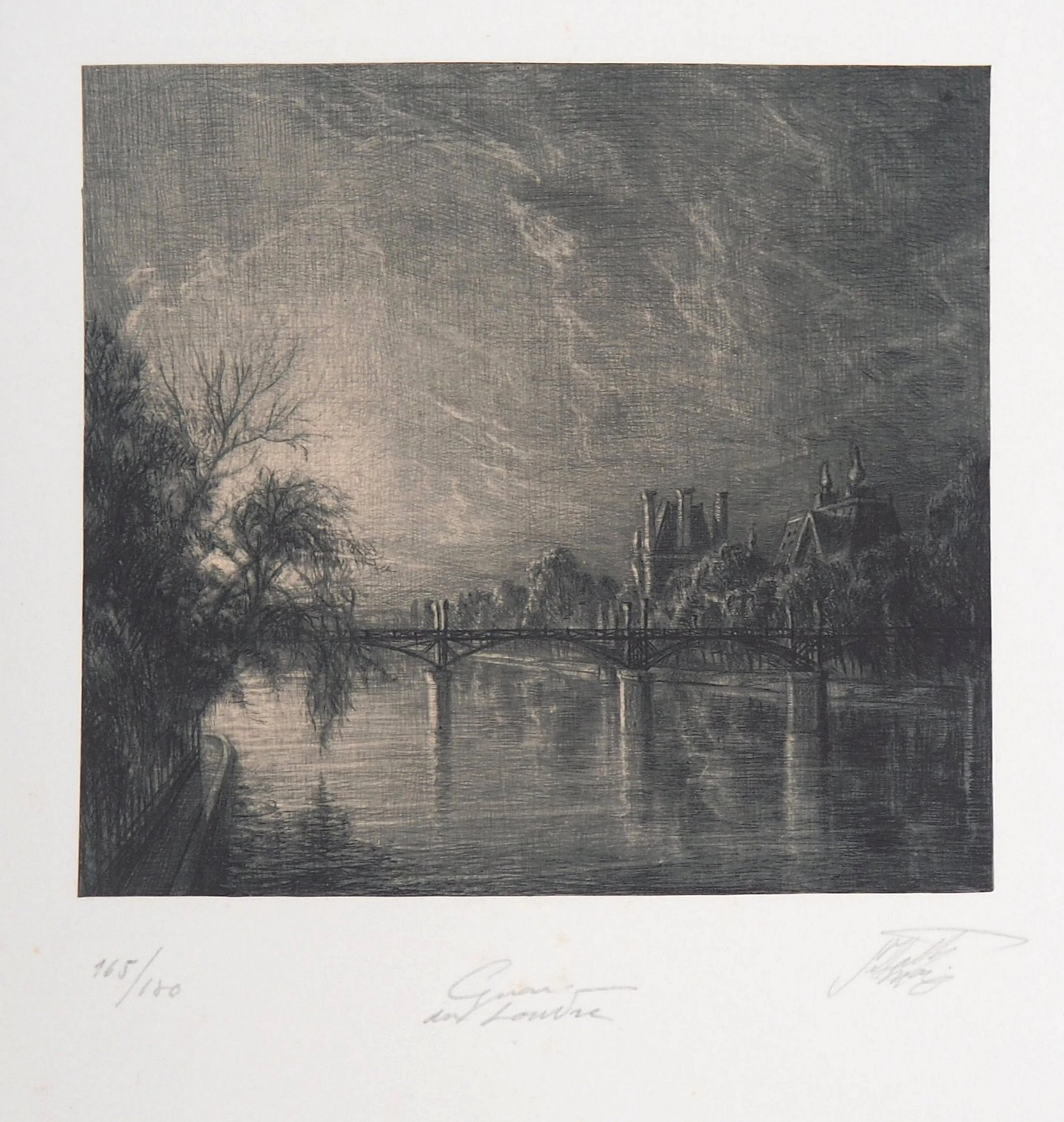 Jean Michel MATHIEUX-MARIE: Quai du Louvre, Paris - Gravure originale