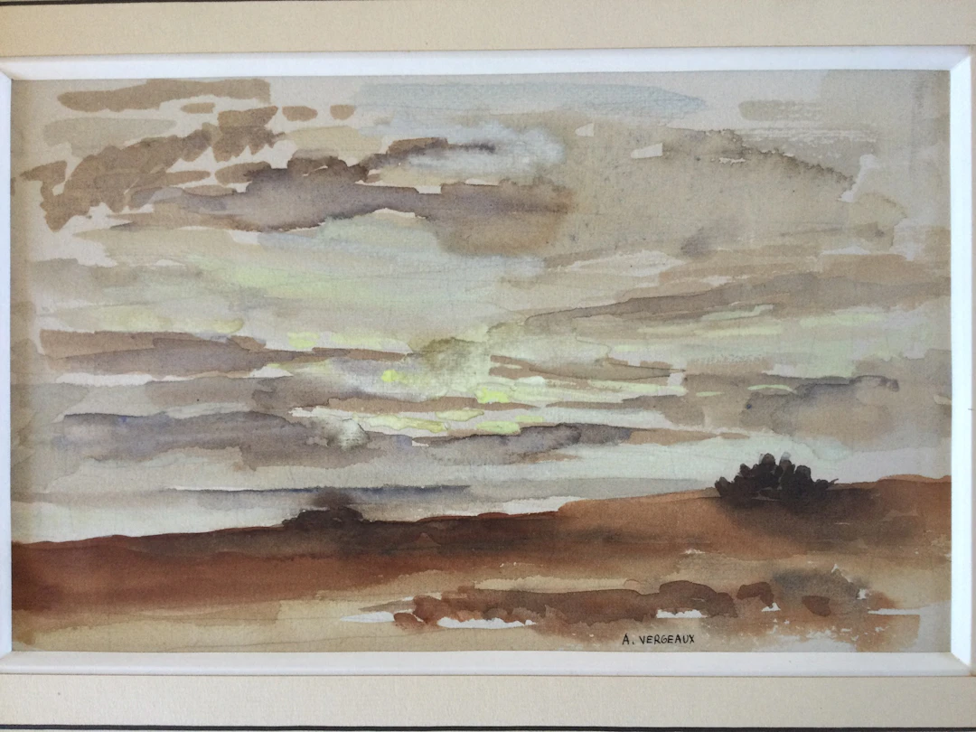 André VERGEAUX - Bord de mer - Aquarelle signée