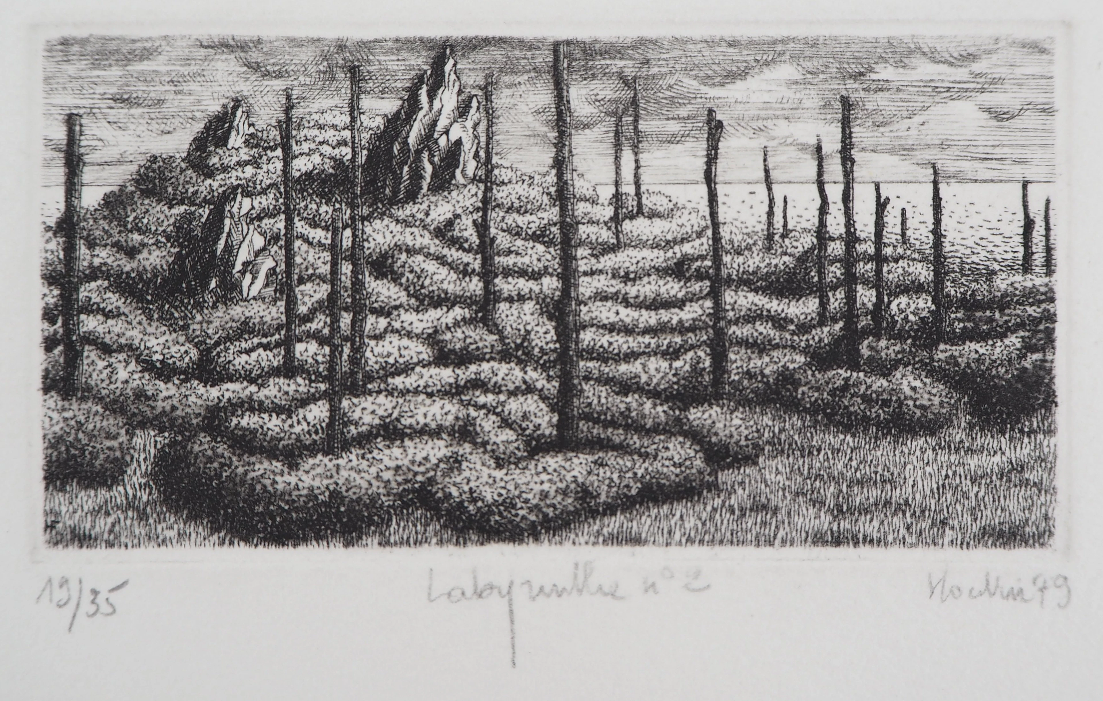 François HOUTIN : Labyrinthe n°2 - Gravure Originale Signée