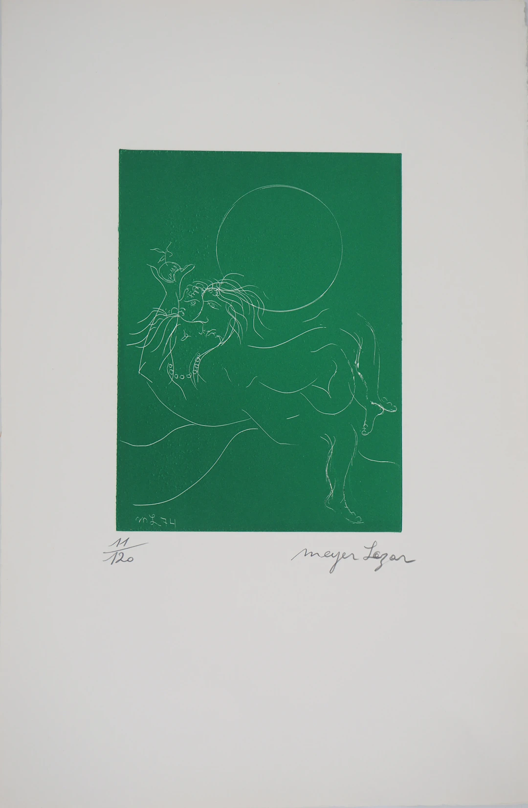 Meyer LAZAR - Couple à la pomme, 1974 - Gravure originale signée