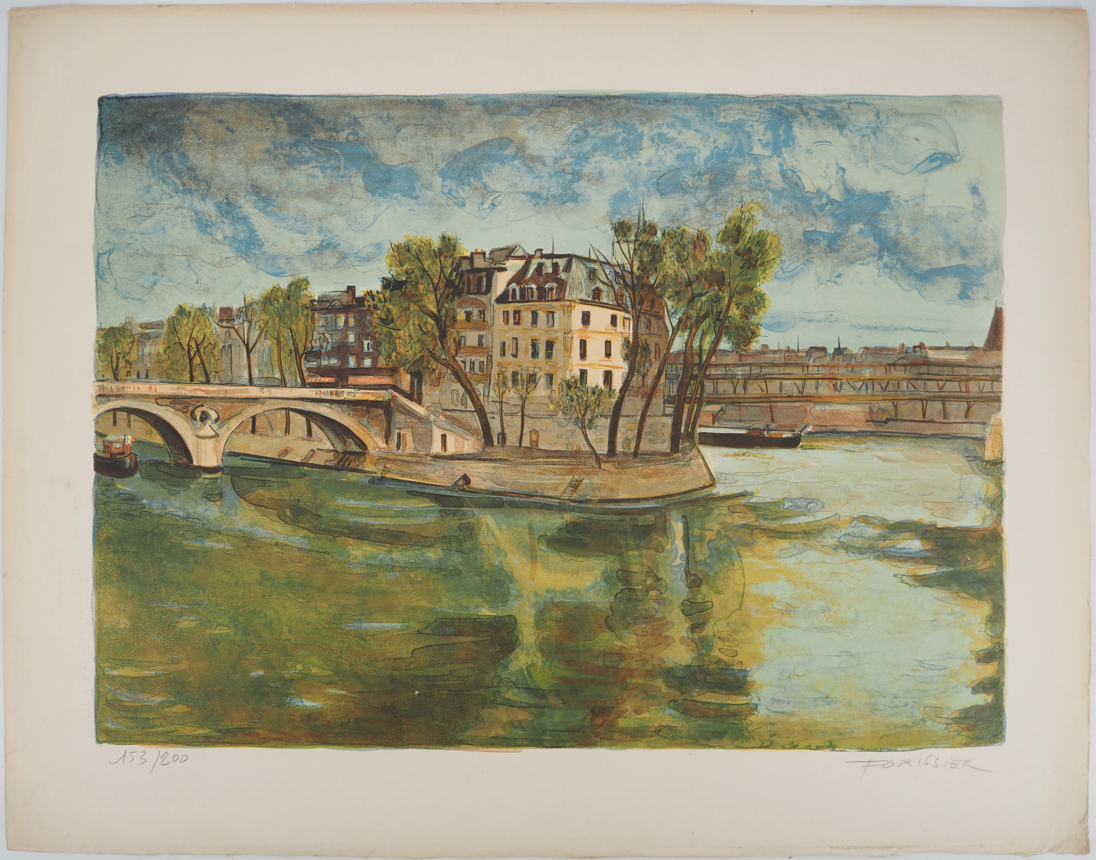 Roger FORISSIER (1924-2003), Paris, L'île Saint-Louis - Lithographie