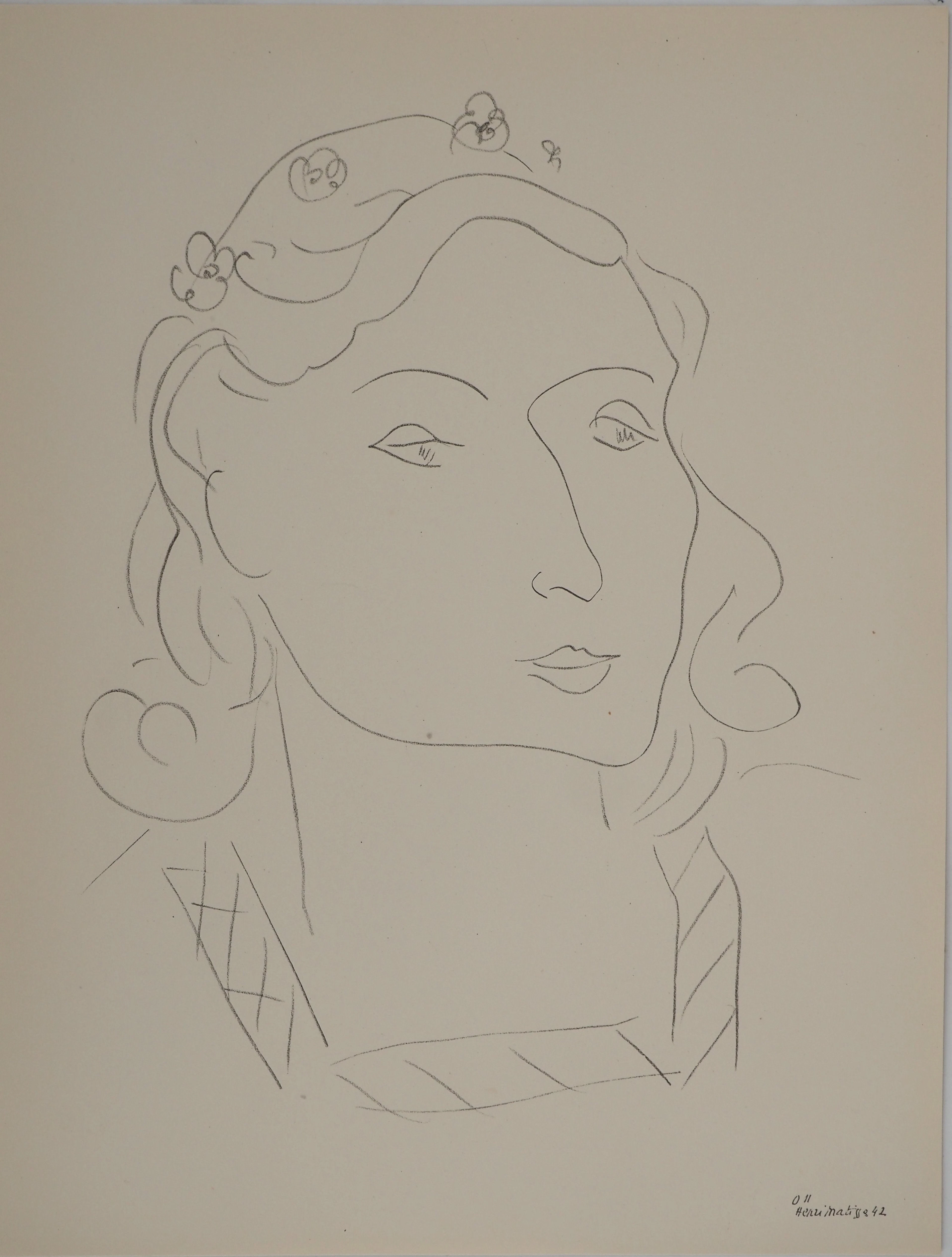 Henri MATISSE : Ornement floral, Lithographie signée