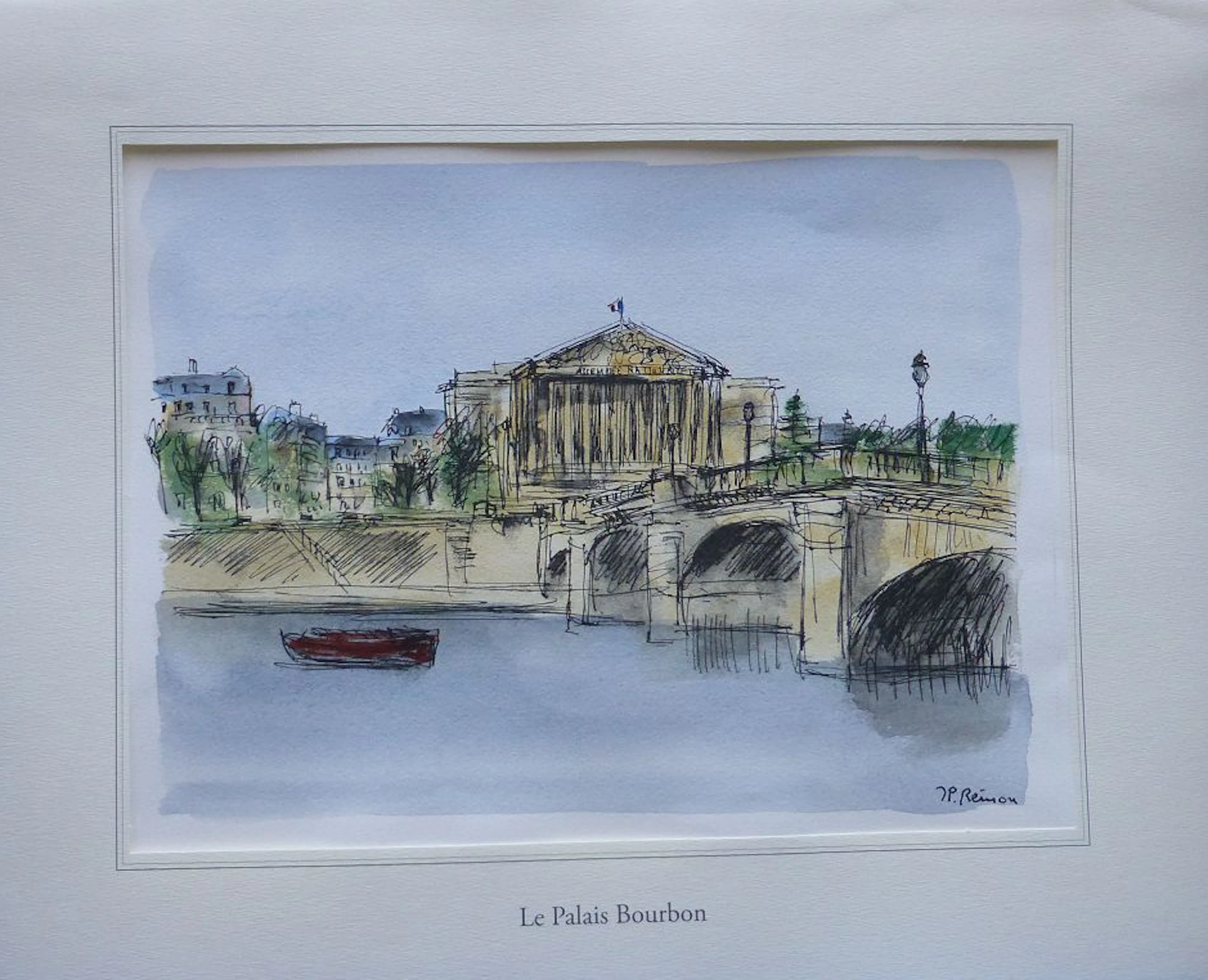 Jean Pierre REMON - Le Palais Bourbon, 2010 - Aquarelle signée