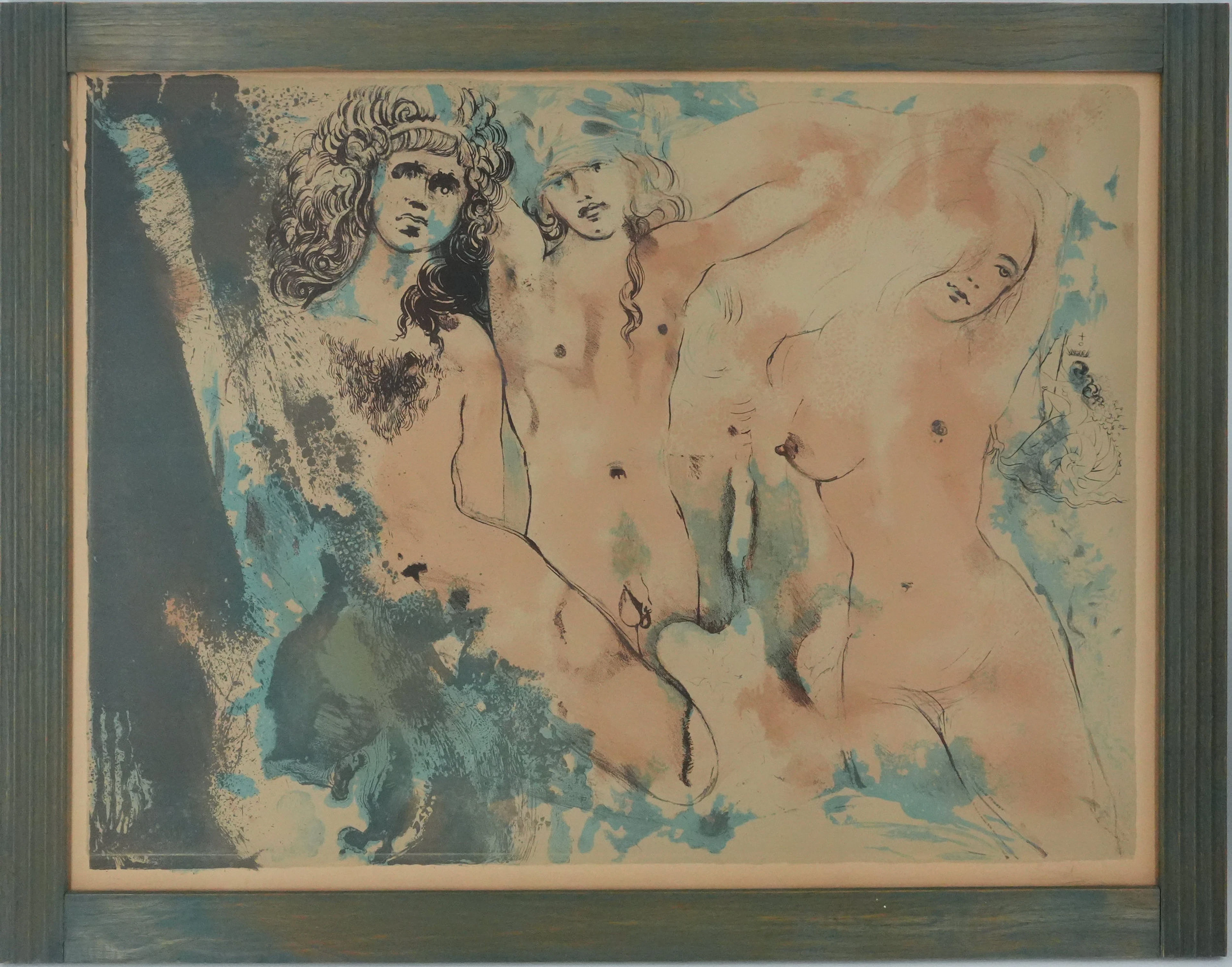 Salvador DALI : Happy Days (3 Hippies) , Lithographie originale signée