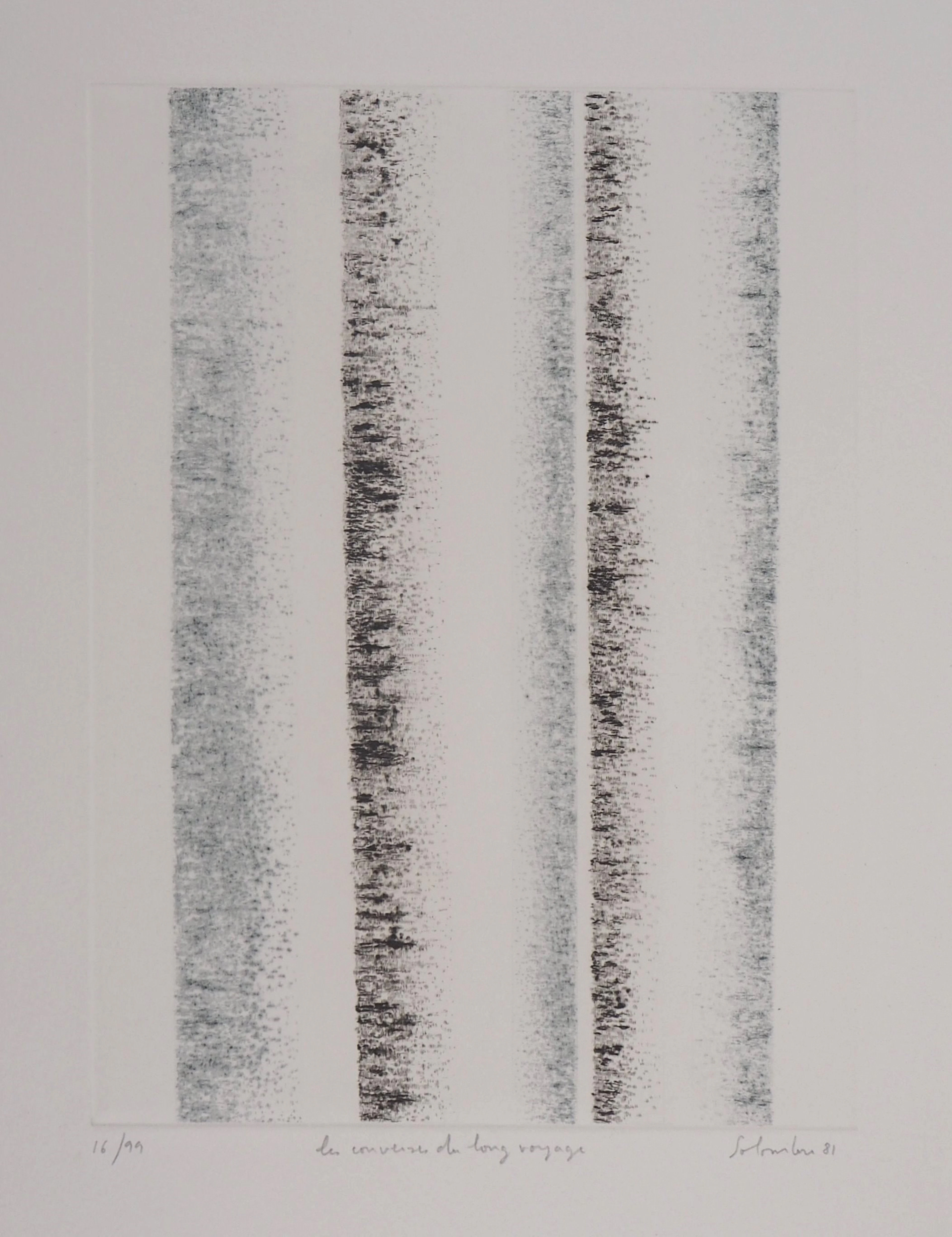 Jean SOLOMBRE - Les couverts du long voyage, 1981 - Gravure signée et numérotée