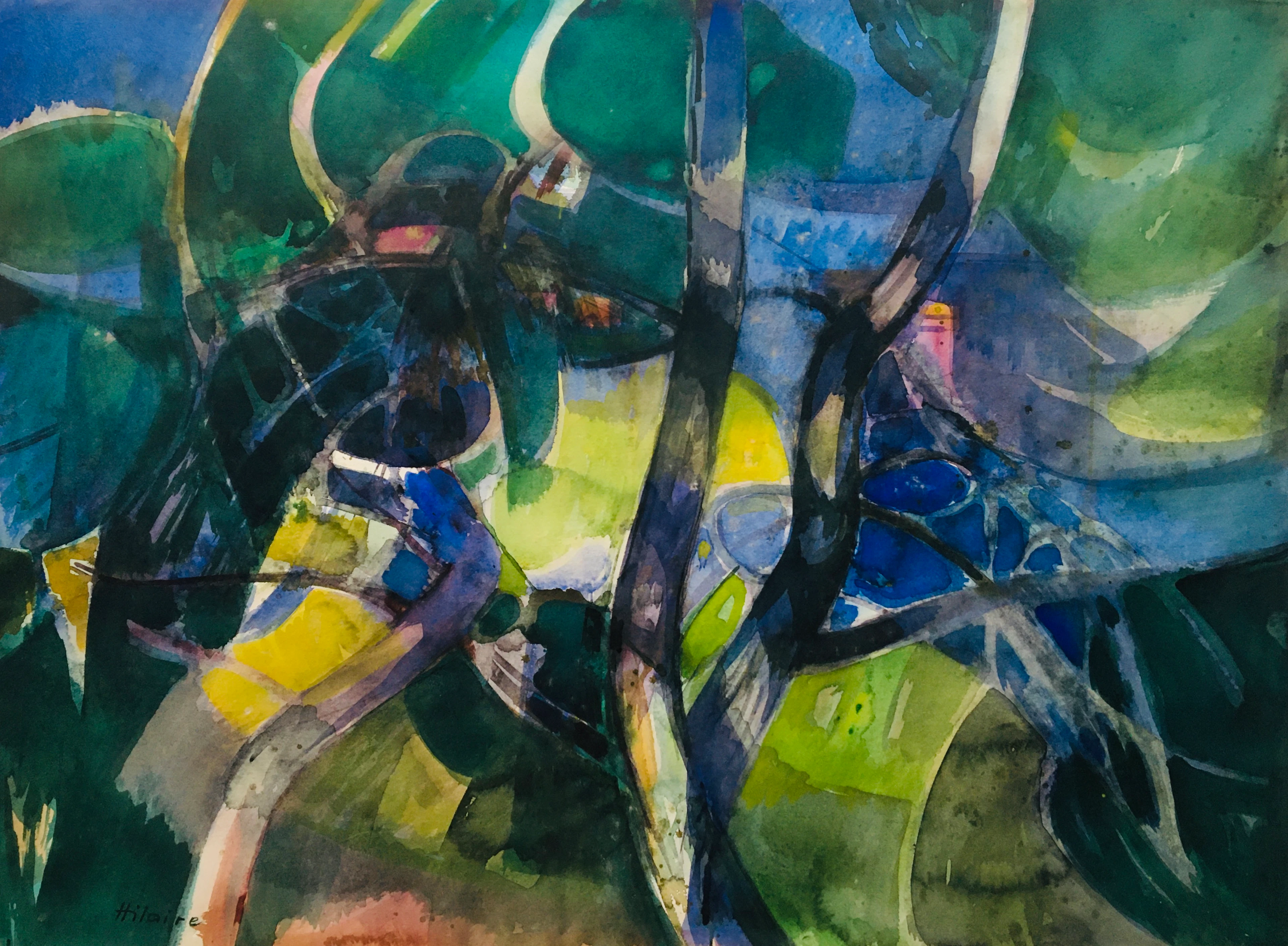 Camille HILAIRE - Au Cap Martin, 1985 - Aquarelle et gouache originale signée