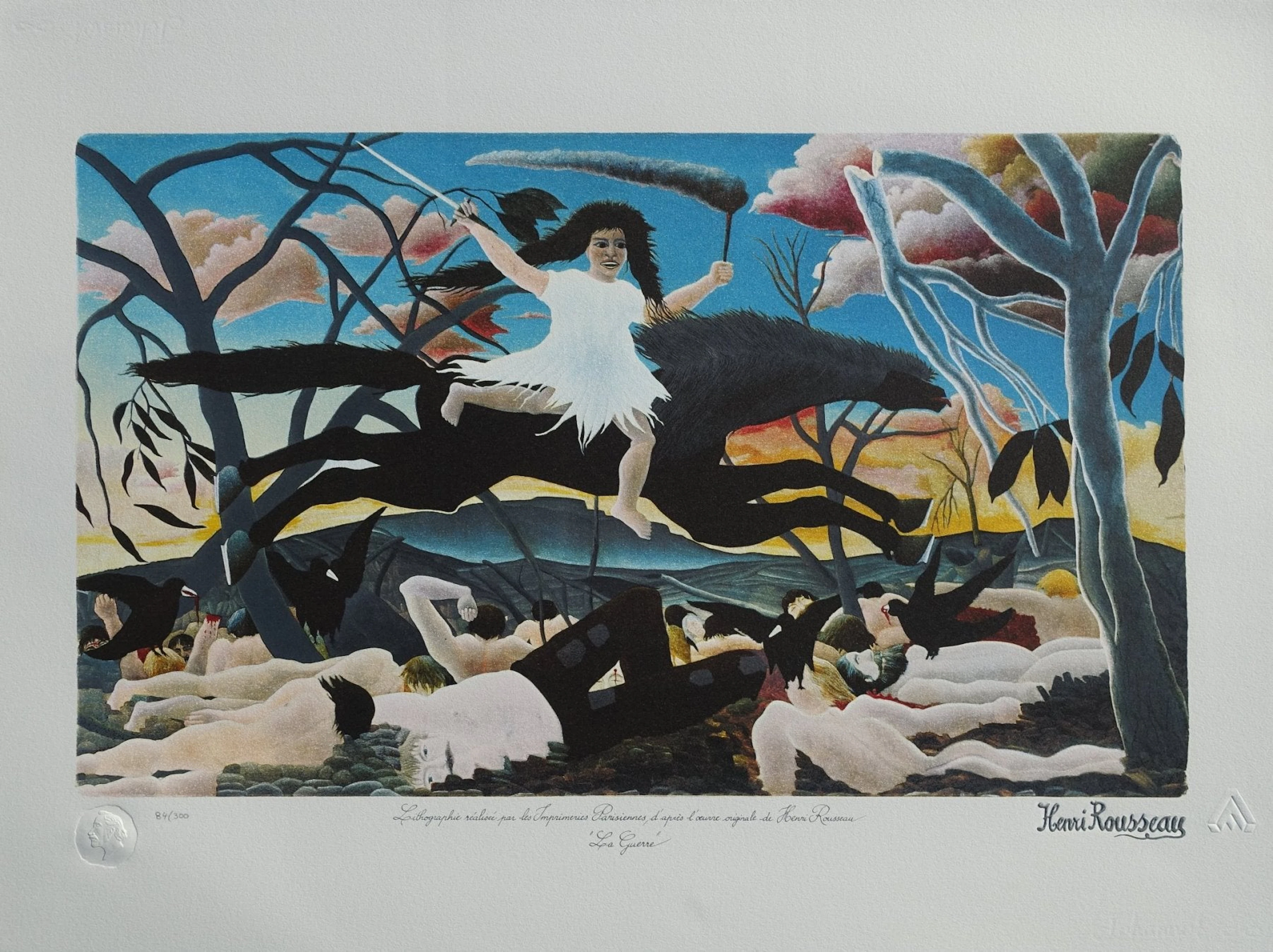 Henri ROUSSEAU (dit le douanier) : La Guerre, Lithographie signée