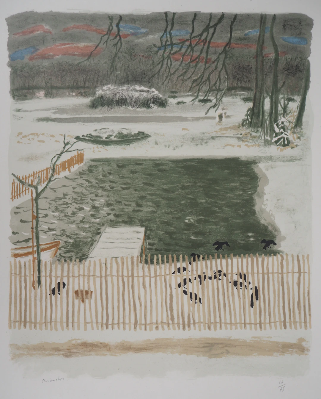Maurice BRIANCHON : La marre aux corneilles, 1956 - Lithographie originale