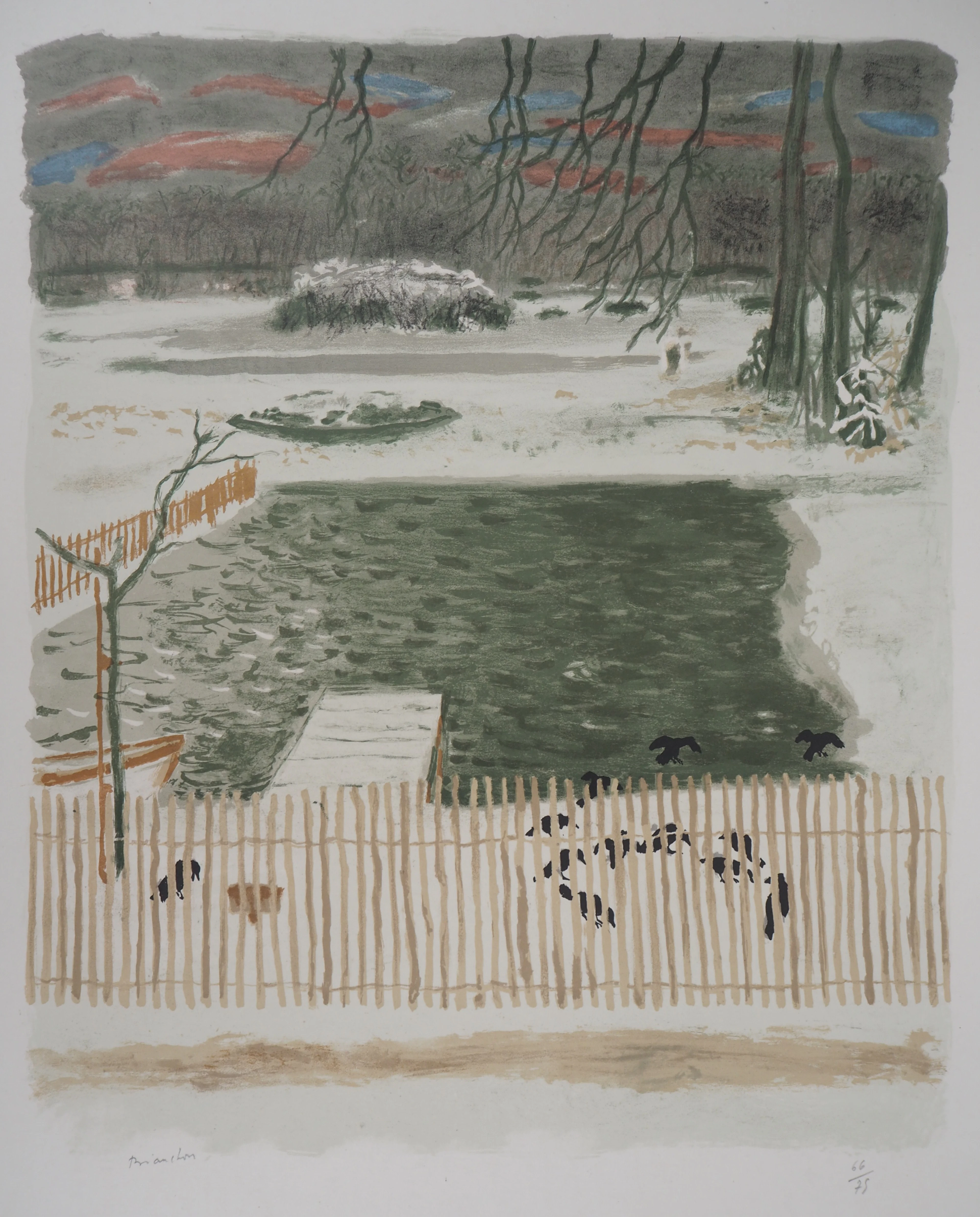 Maurice BRIANCHON : La marre aux corneilles, 1956 - Lithographie originale