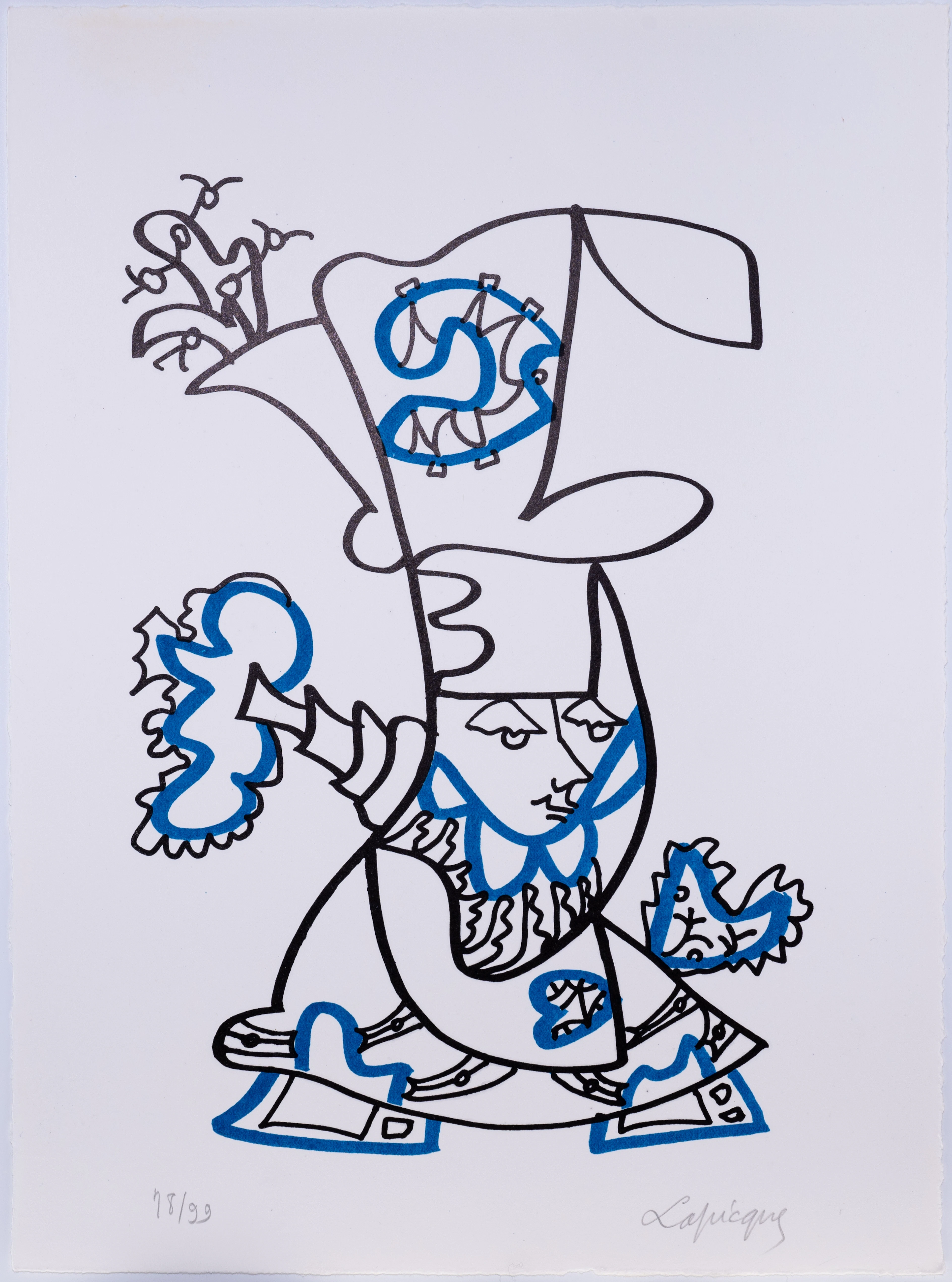 Charles LAPICQUE : Personnage au chapeau - Lithographie originale signée
