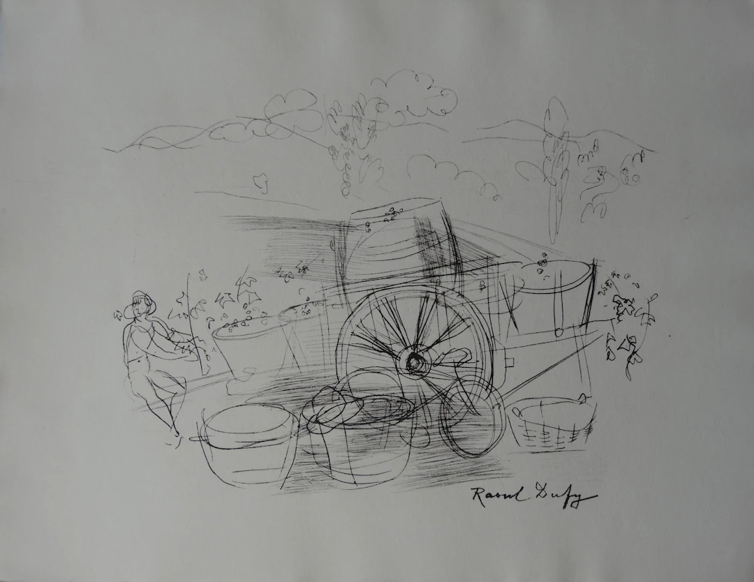 Raoul DUFY - Le charriot, Lithographie signée