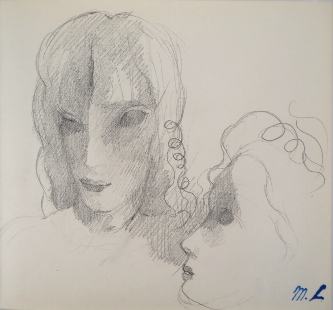 Marie LAURENCIN : Les amoureux, Dessin original signé