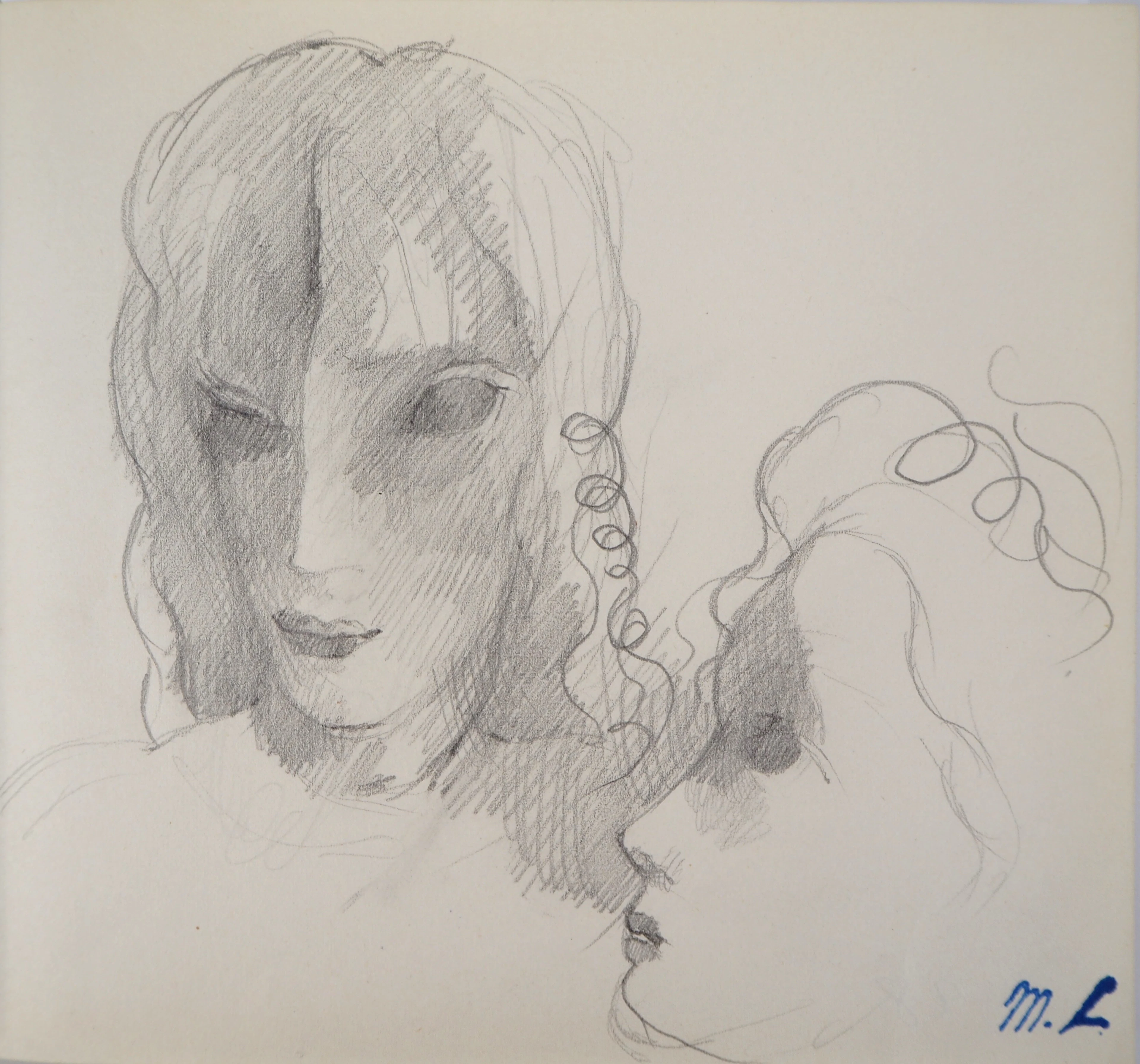 Marie LAURENCIN : Les amoureux, Dessin original signé
