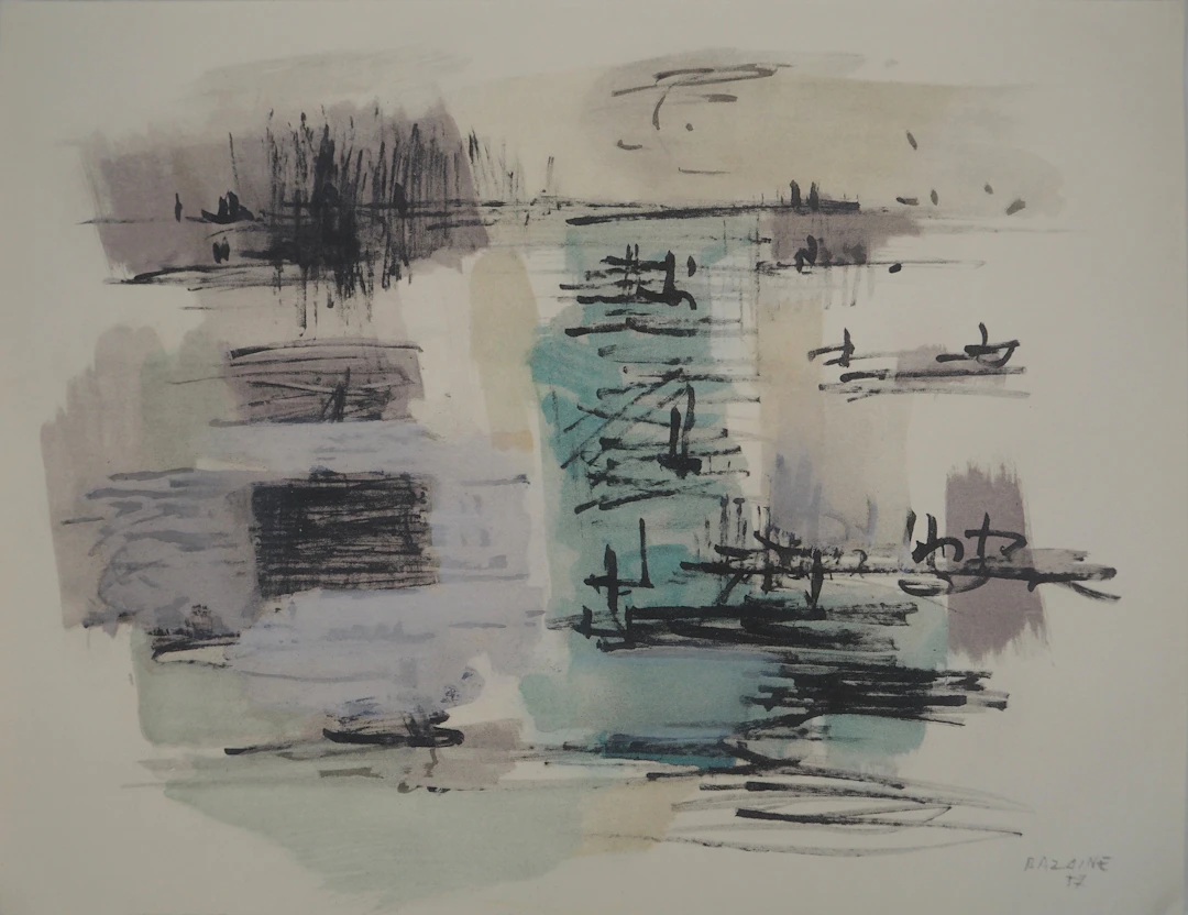 Jean BAZAINE (d’après) - Paysage en brouillard, 1958 - Pochoir signé