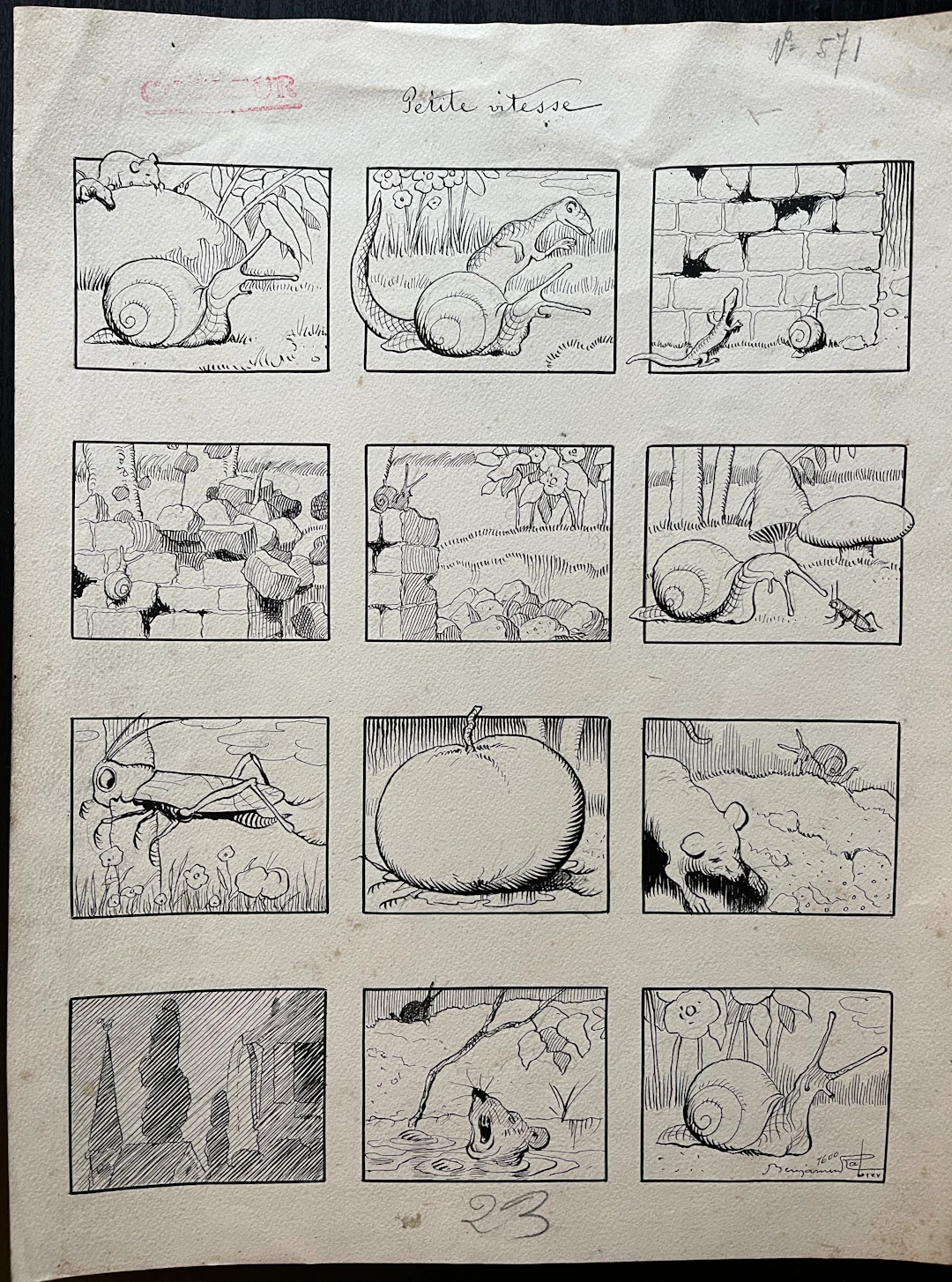 Benjamin RABIER - Petite vitesse - Planche originale, encre de chine