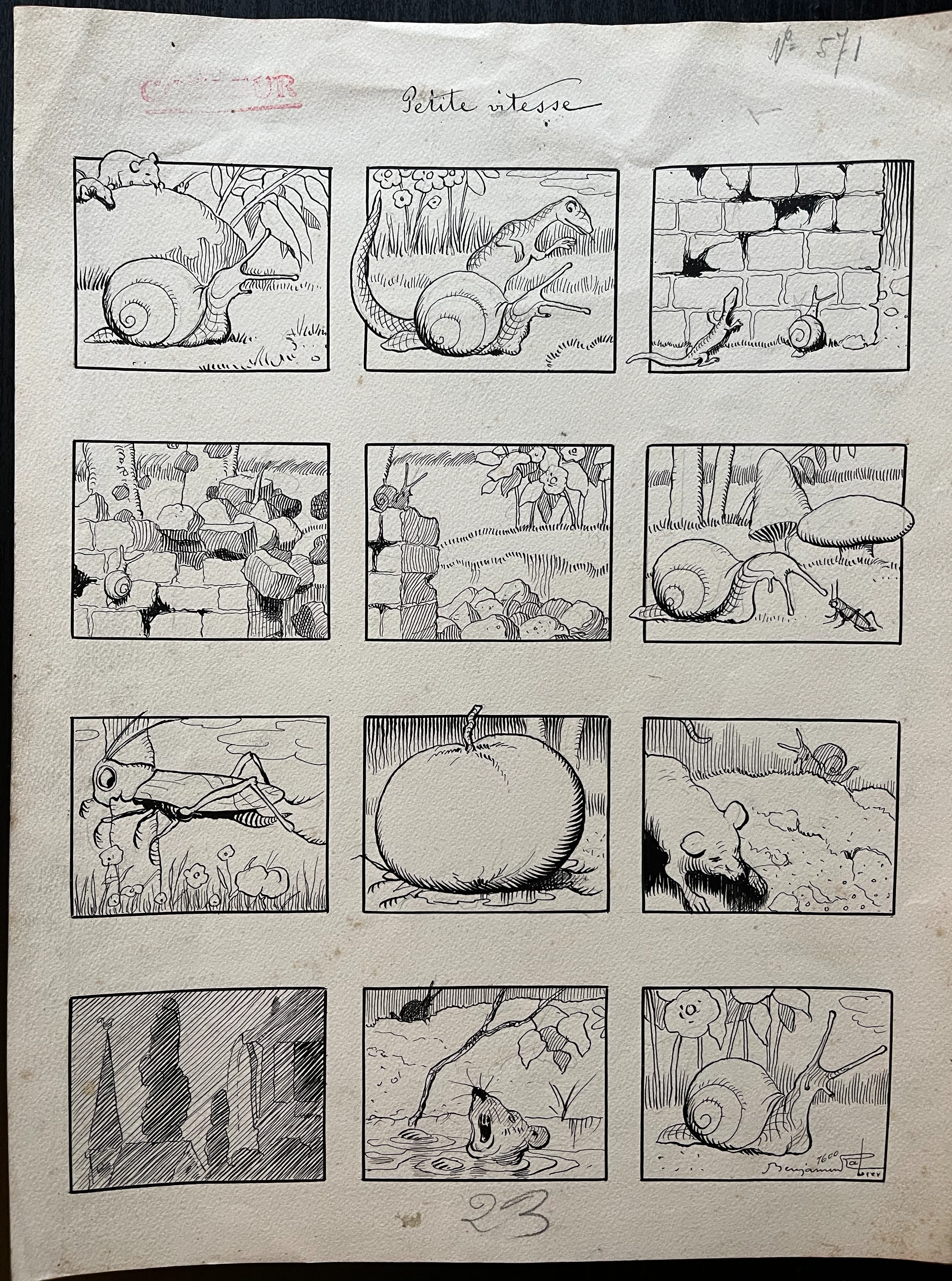 Benjamin RABIER - Petite vitesse - Planche originale, encre de chine