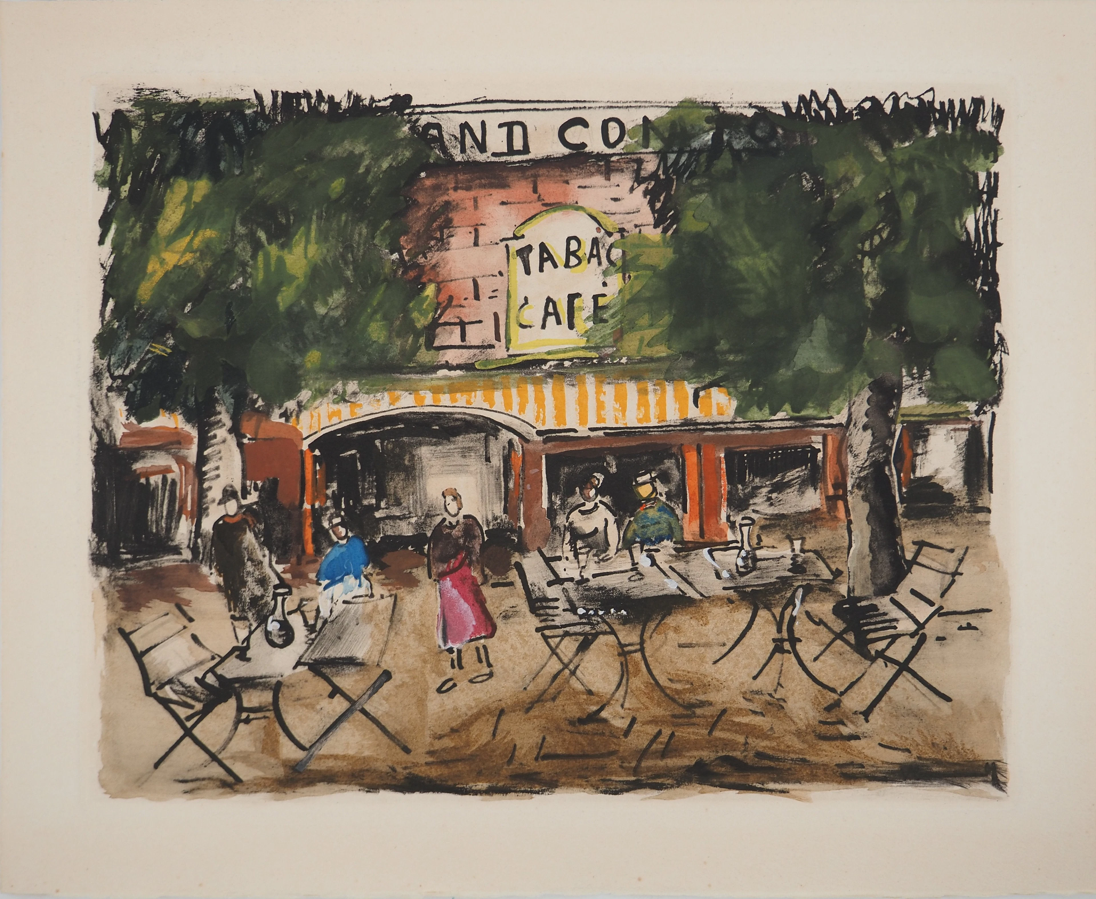 Maurice DE VLAMINCK : Rive gauche, Le grand comptoir, Gravure originale, signée