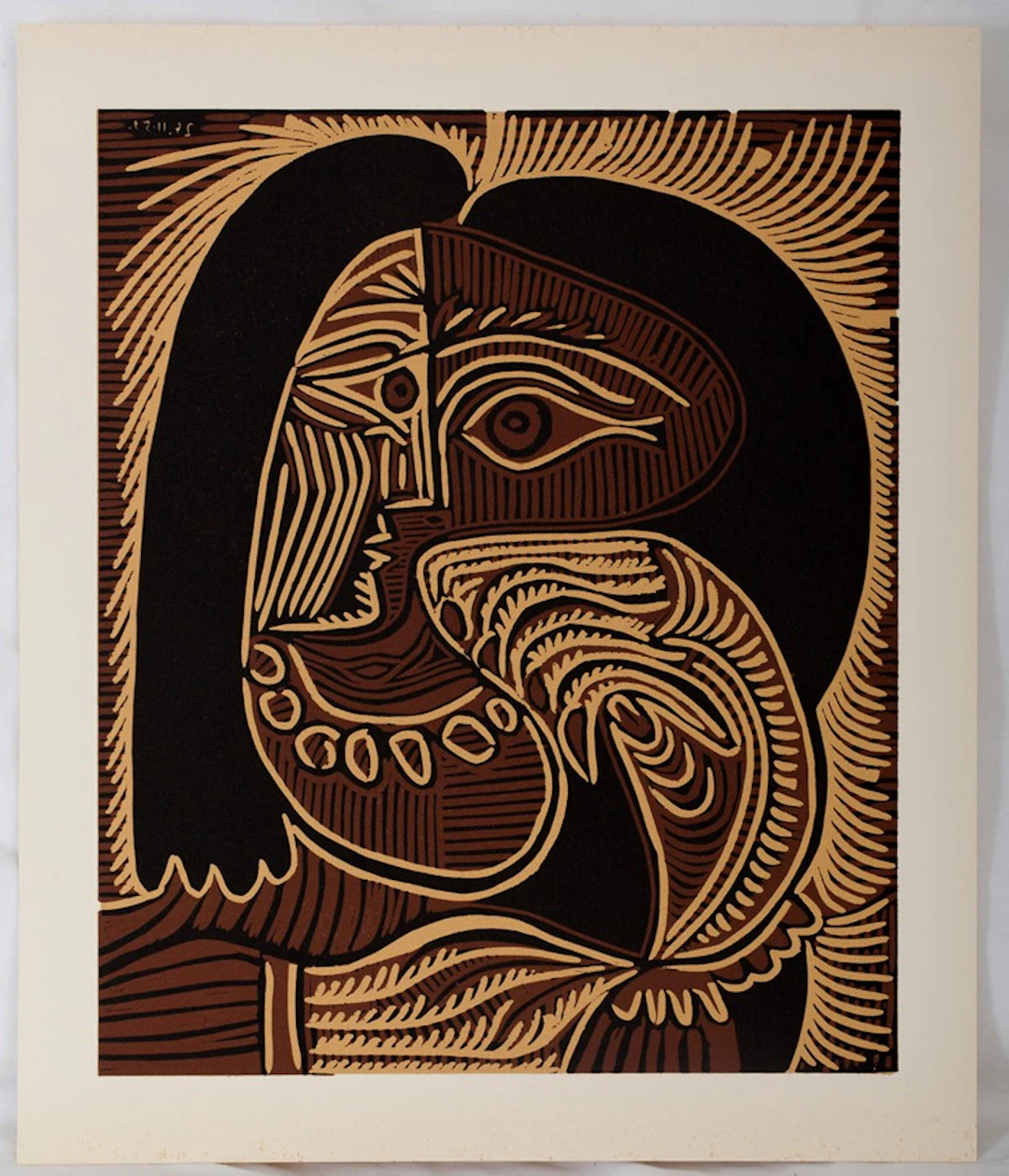 Pablo PICASSO : Femme au collier, Linogravure