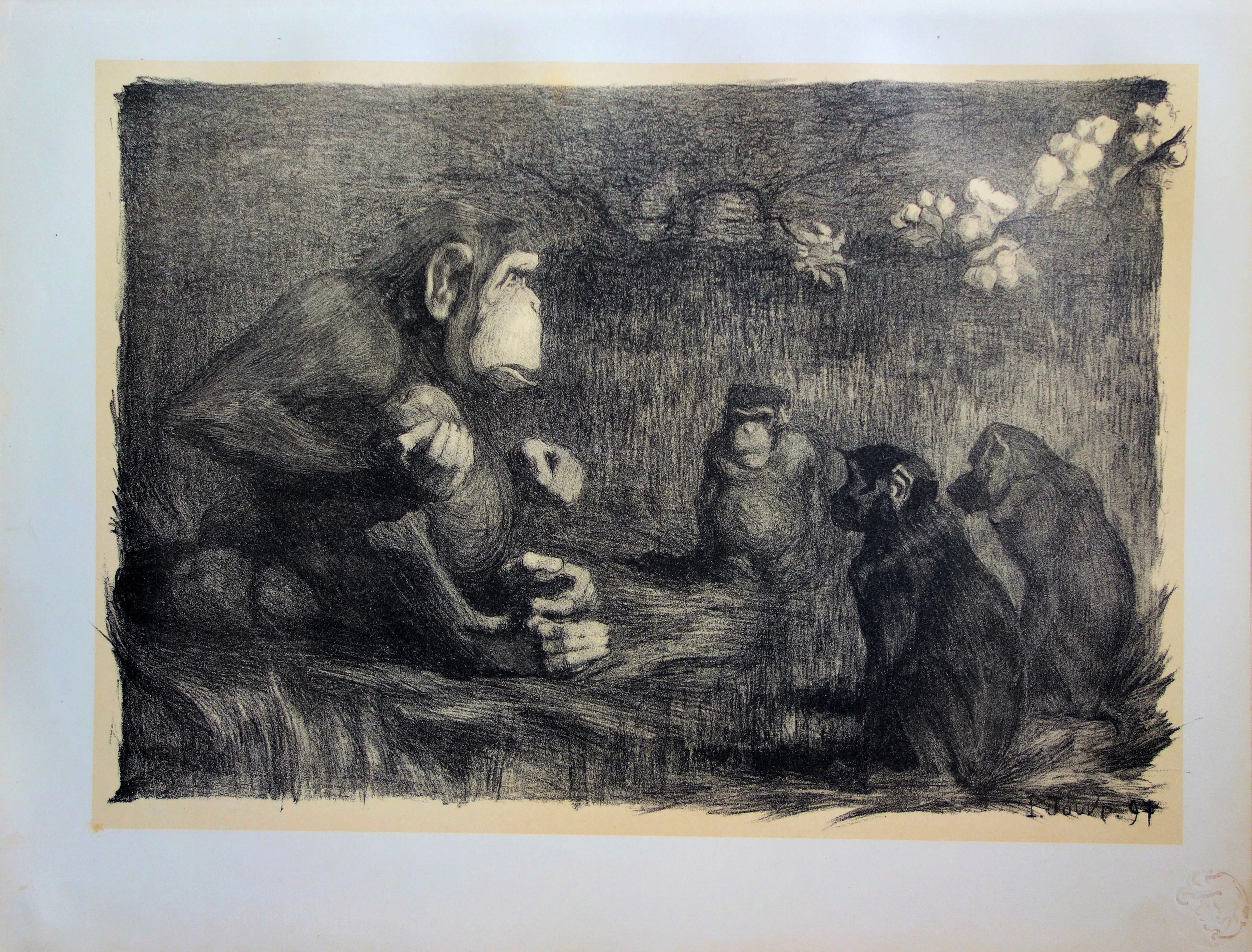 Paul JOUVE - Les singes : le jugement de Paris, Lithographie originale