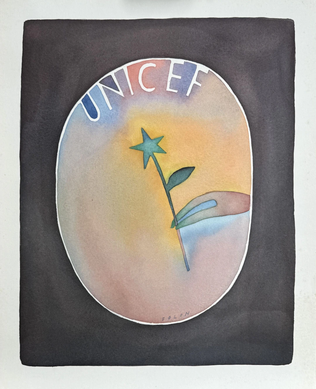Jean Michel FOLON - Une fleur pour Unicef - Signée dans la planche