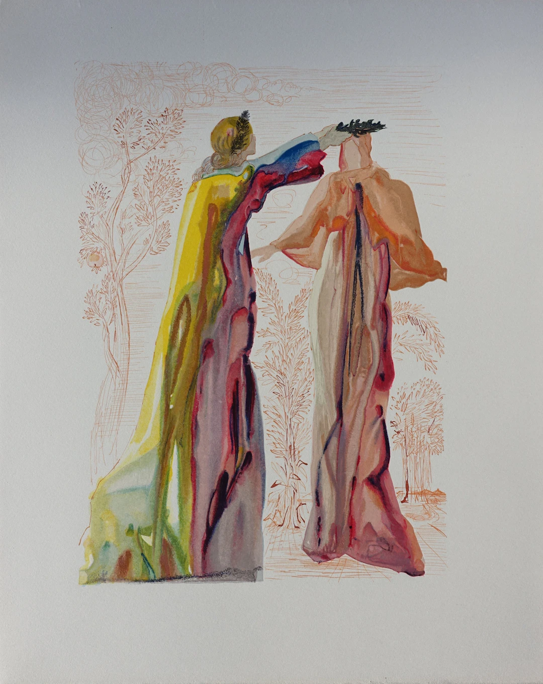 Salvador DALI : Derniers mots de Virgile, Bois gravé original